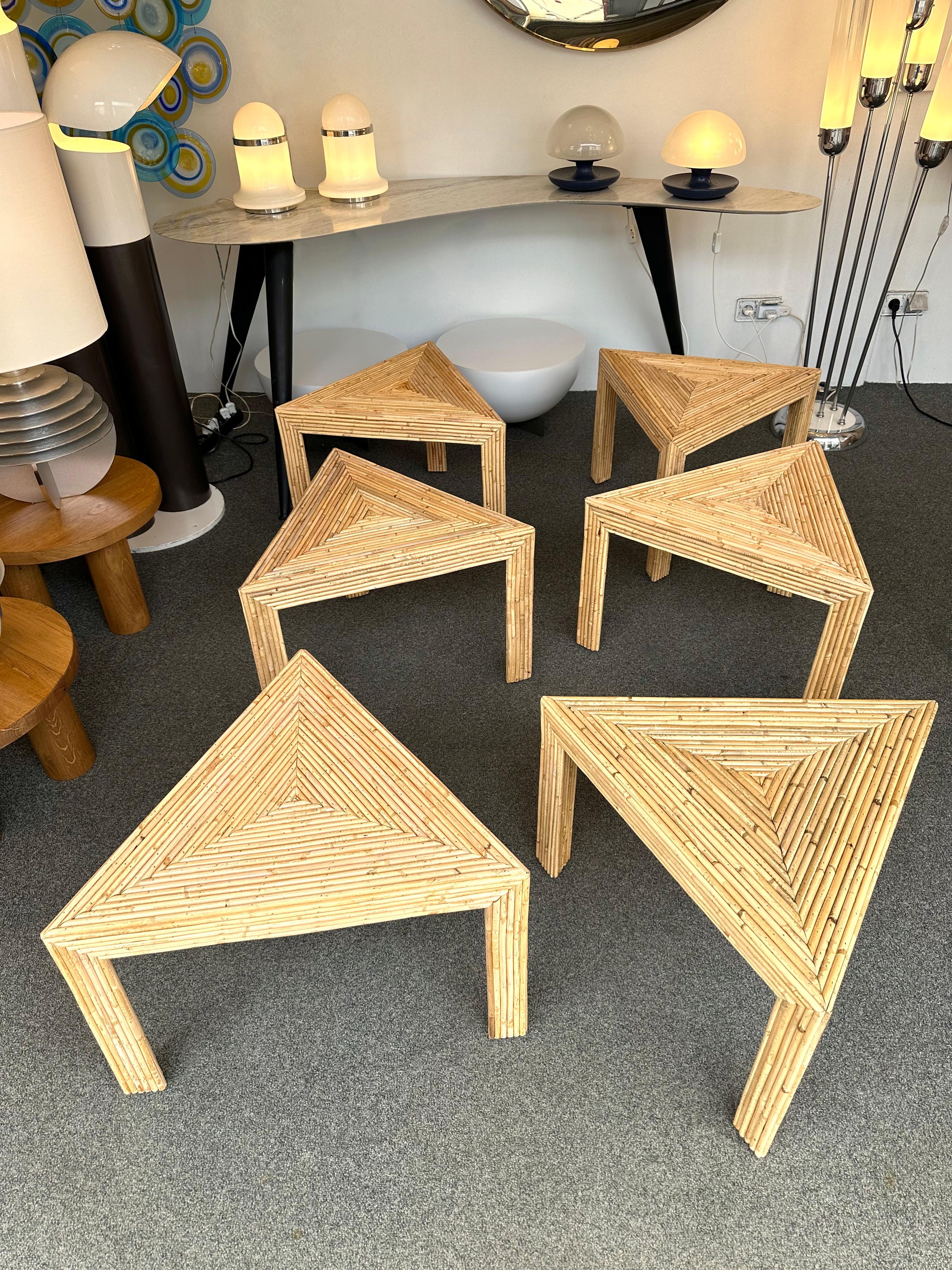 Modular Rattan Tables by Vivai Del Sud. Italy, 1970s For Sale 3
