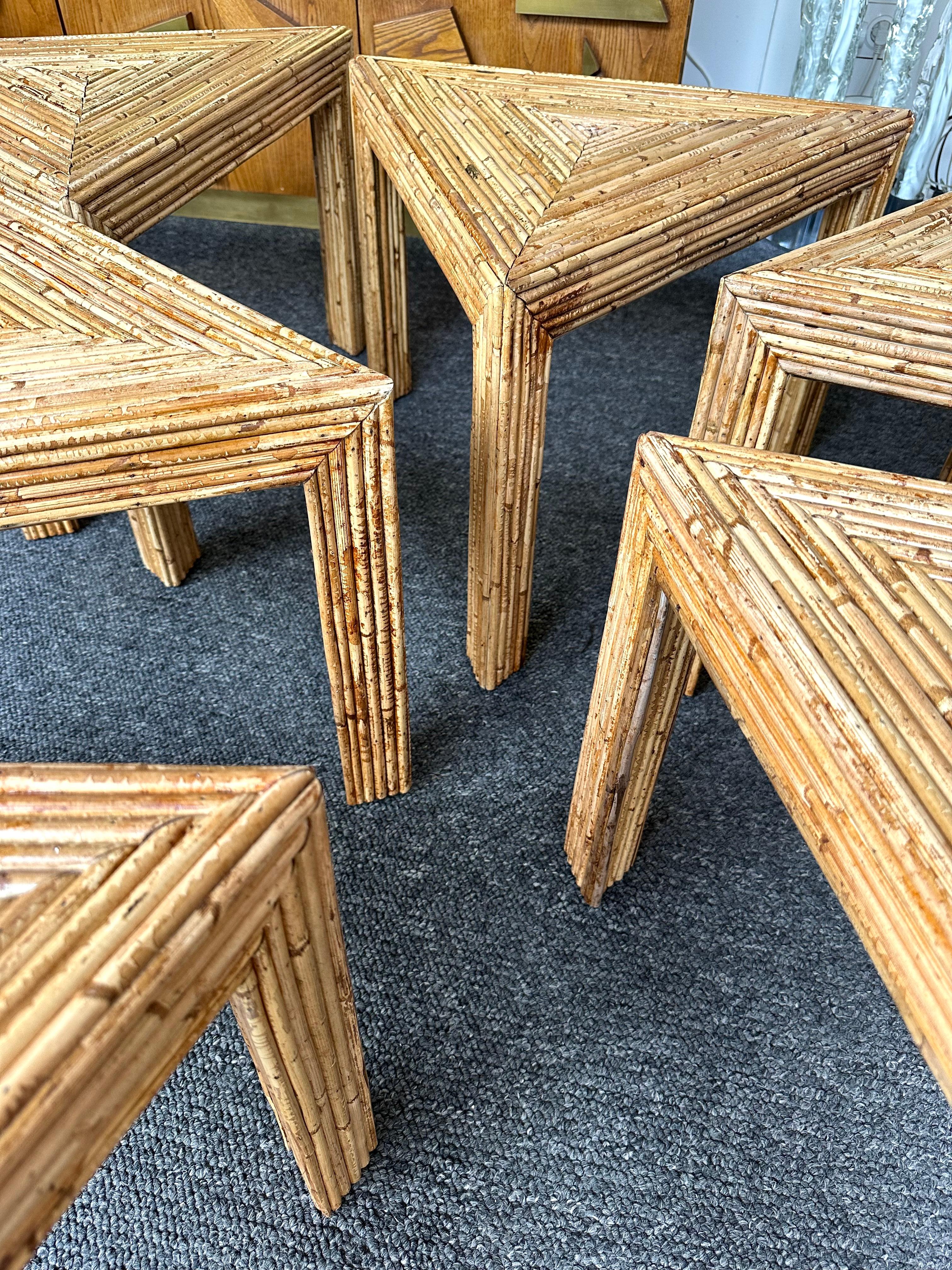 Tables modulaires en rotin de Vivai Del Sud. Italie, 1970 en vente 3
