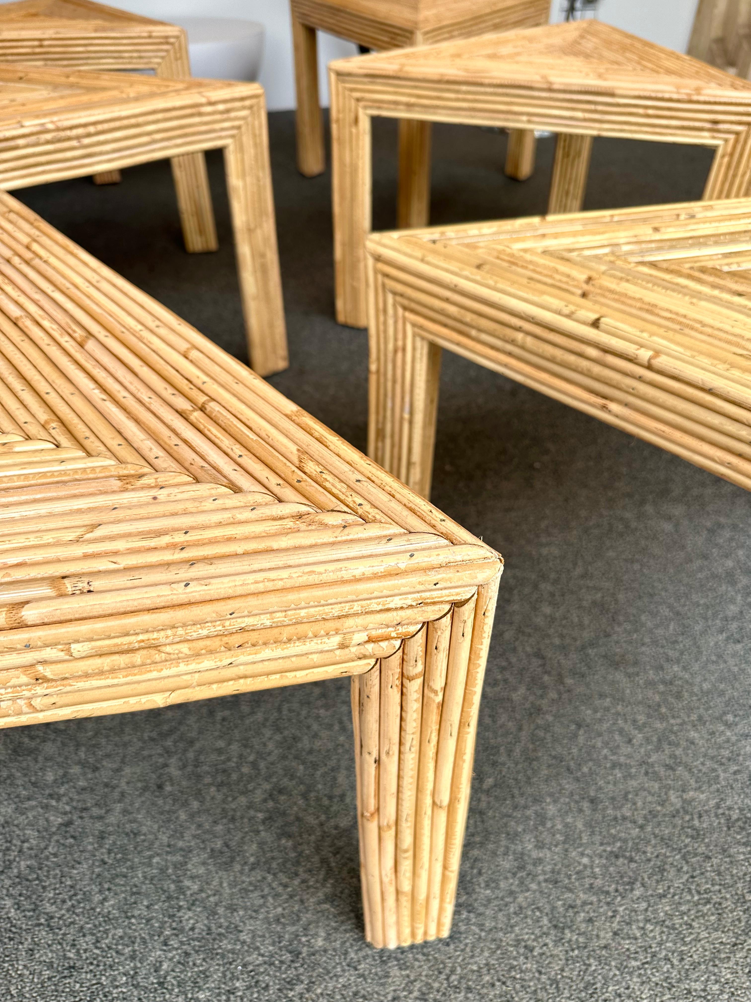 Modular Rattan Tables by Vivai Del Sud. Italy, 1970s For Sale 4