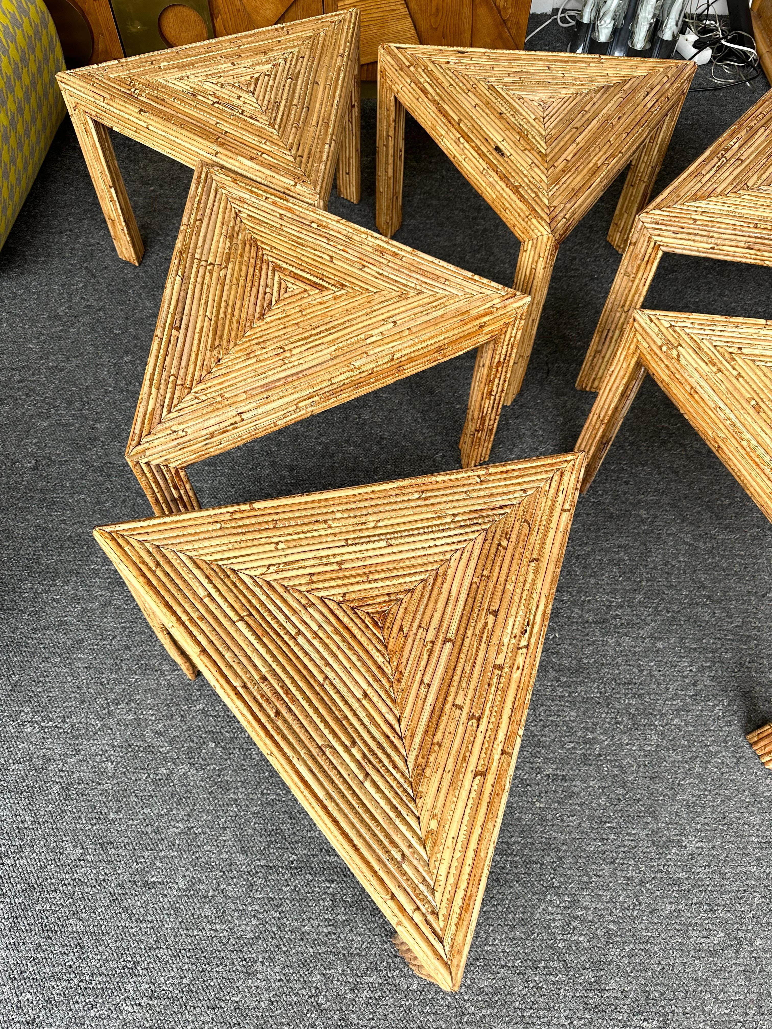 Tables modulaires en rotin de Vivai Del Sud. Italie, 1970 en vente 4