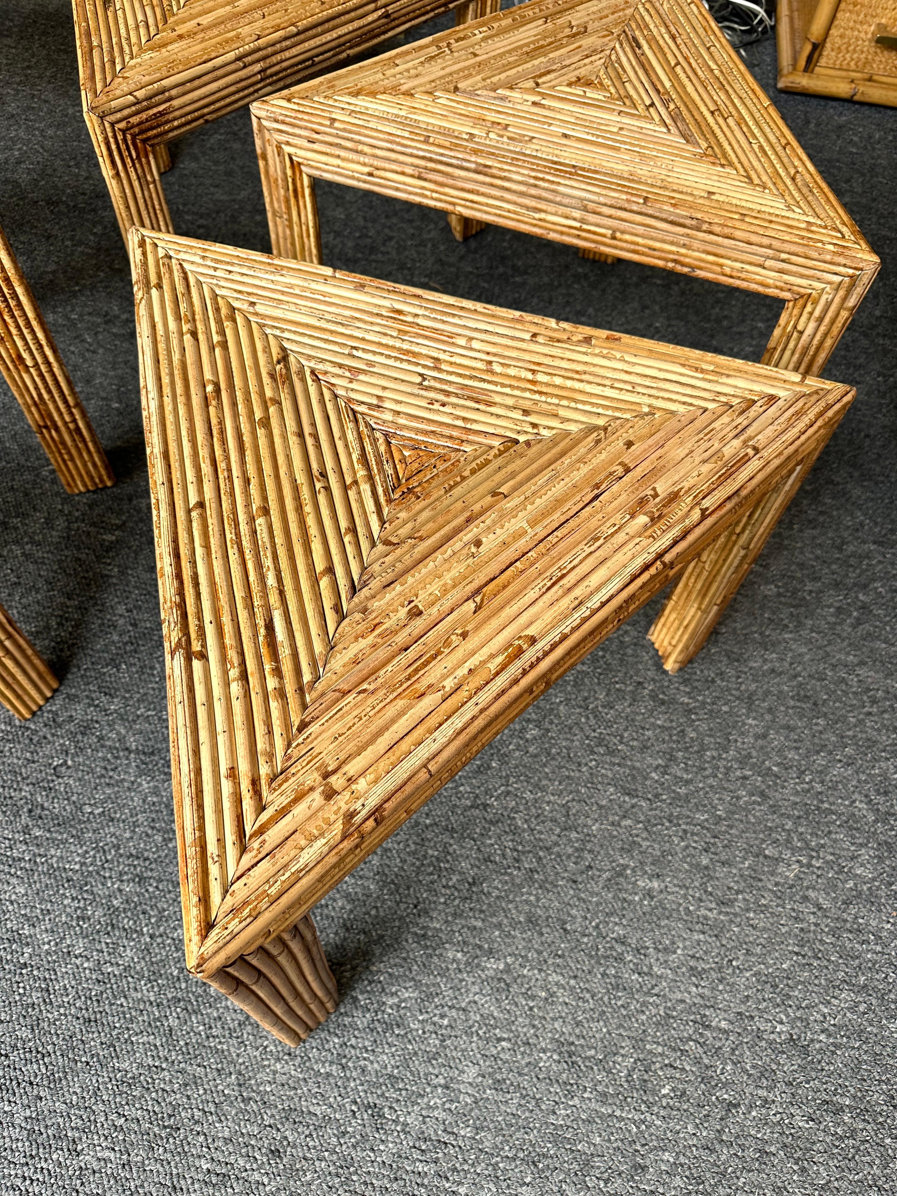 Tables modulaires en rotin de Vivai Del Sud. Italie, 1970 en vente 5