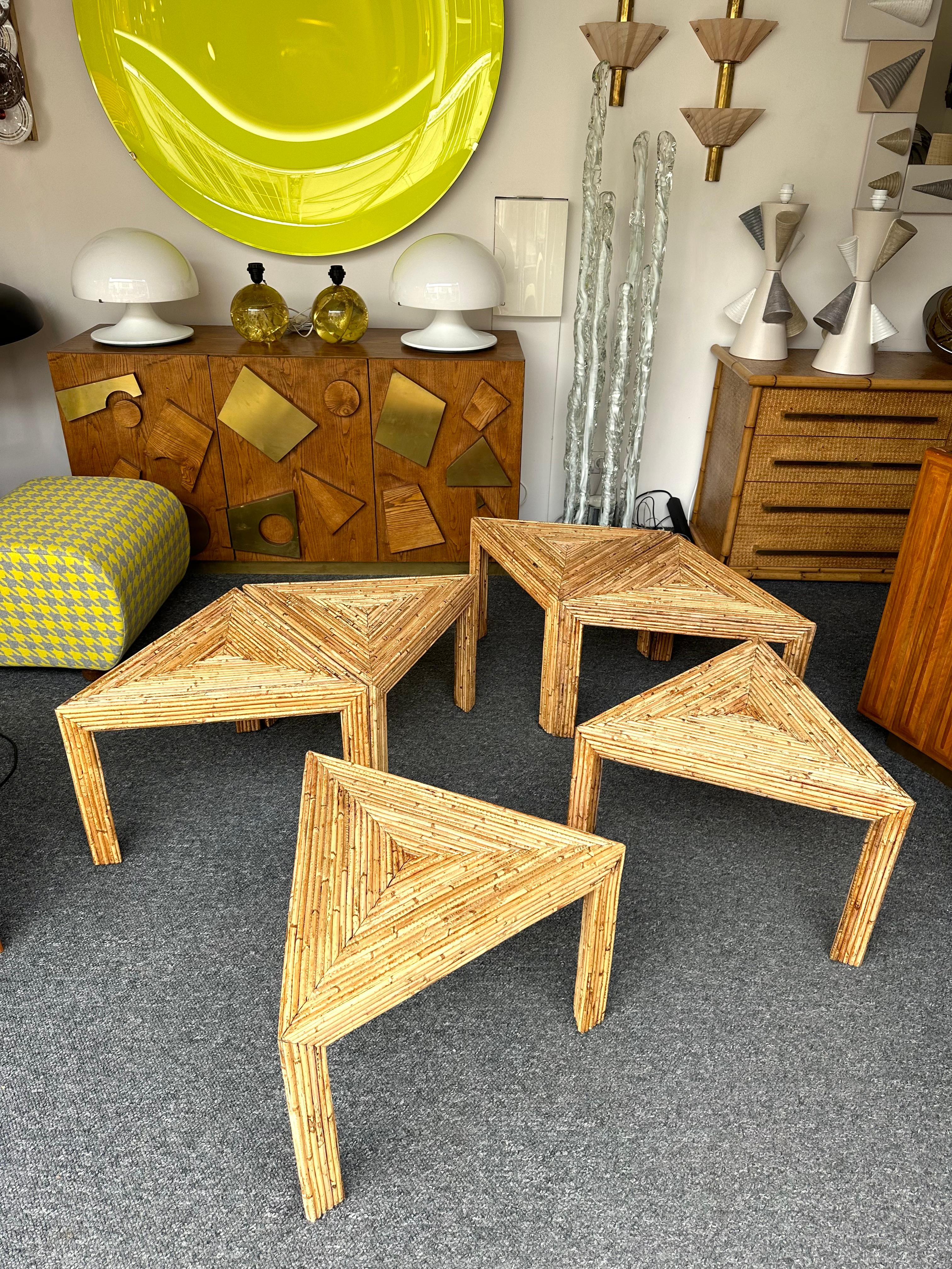 Tables modulaires en rotin de Vivai Del Sud. Italie, 1970 en vente 7