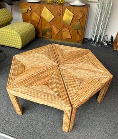 Tavoli modulari in rattan di Vivai del Sud. Italia, anni '70