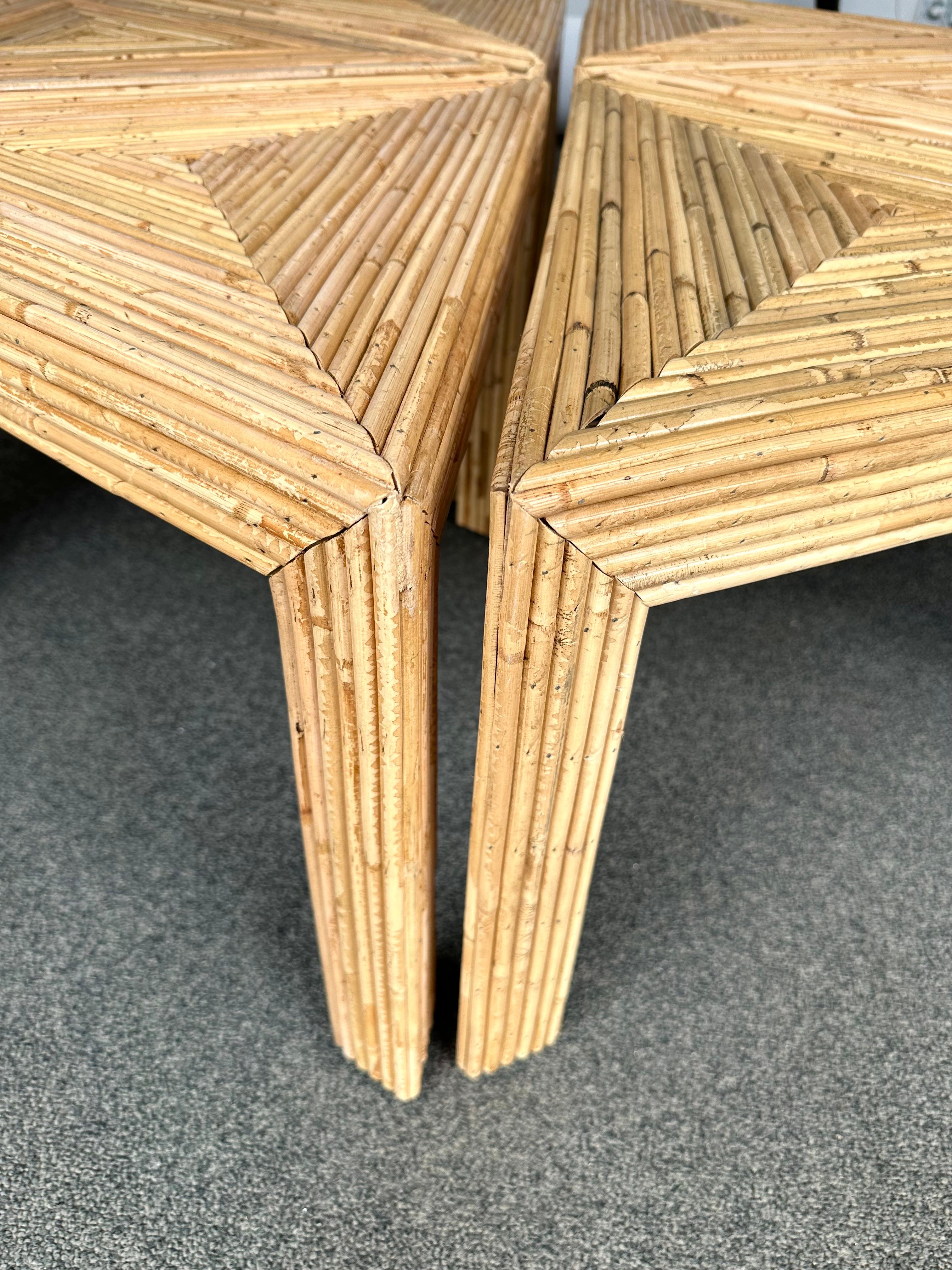 Mid-Century Modern Modular Rattan Tables by Vivai Del Sud. Italy, 1970s For Sale