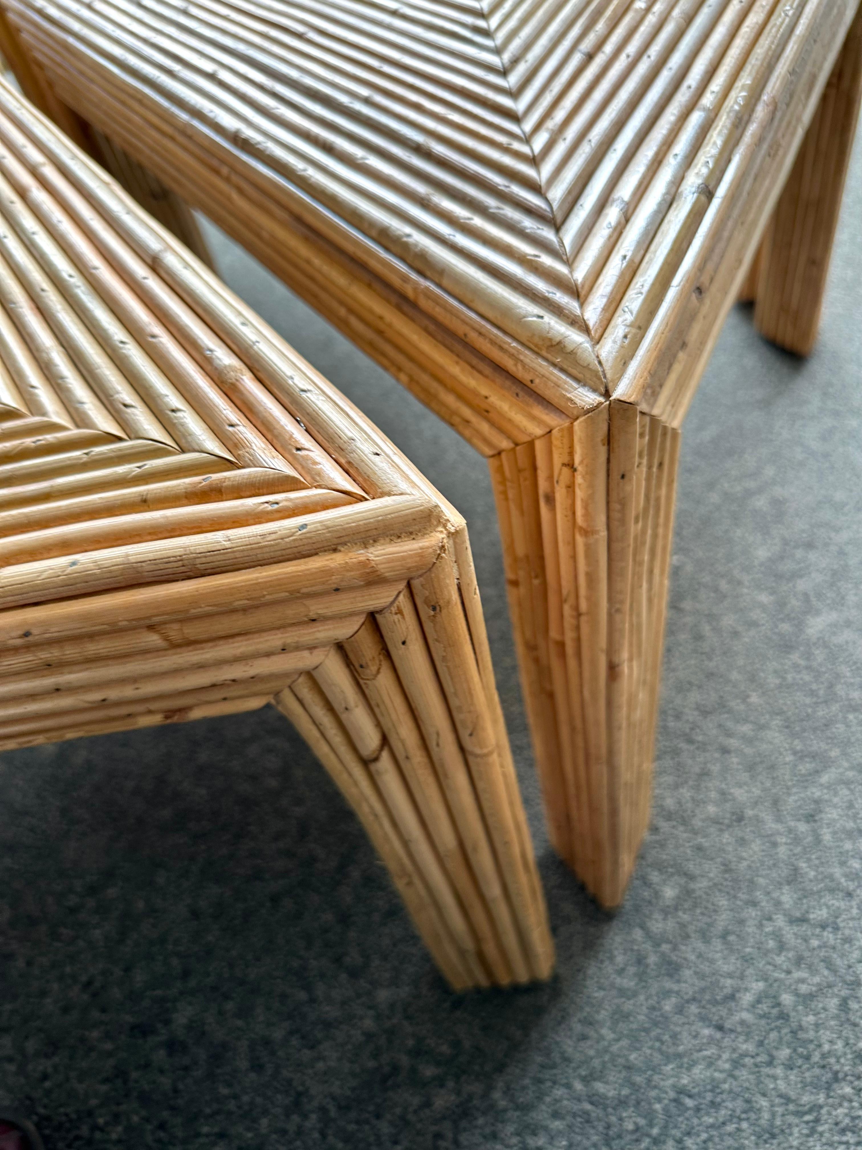 Italian Modular Rattan Tables by Vivai Del Sud. Italy, 1970s For Sale