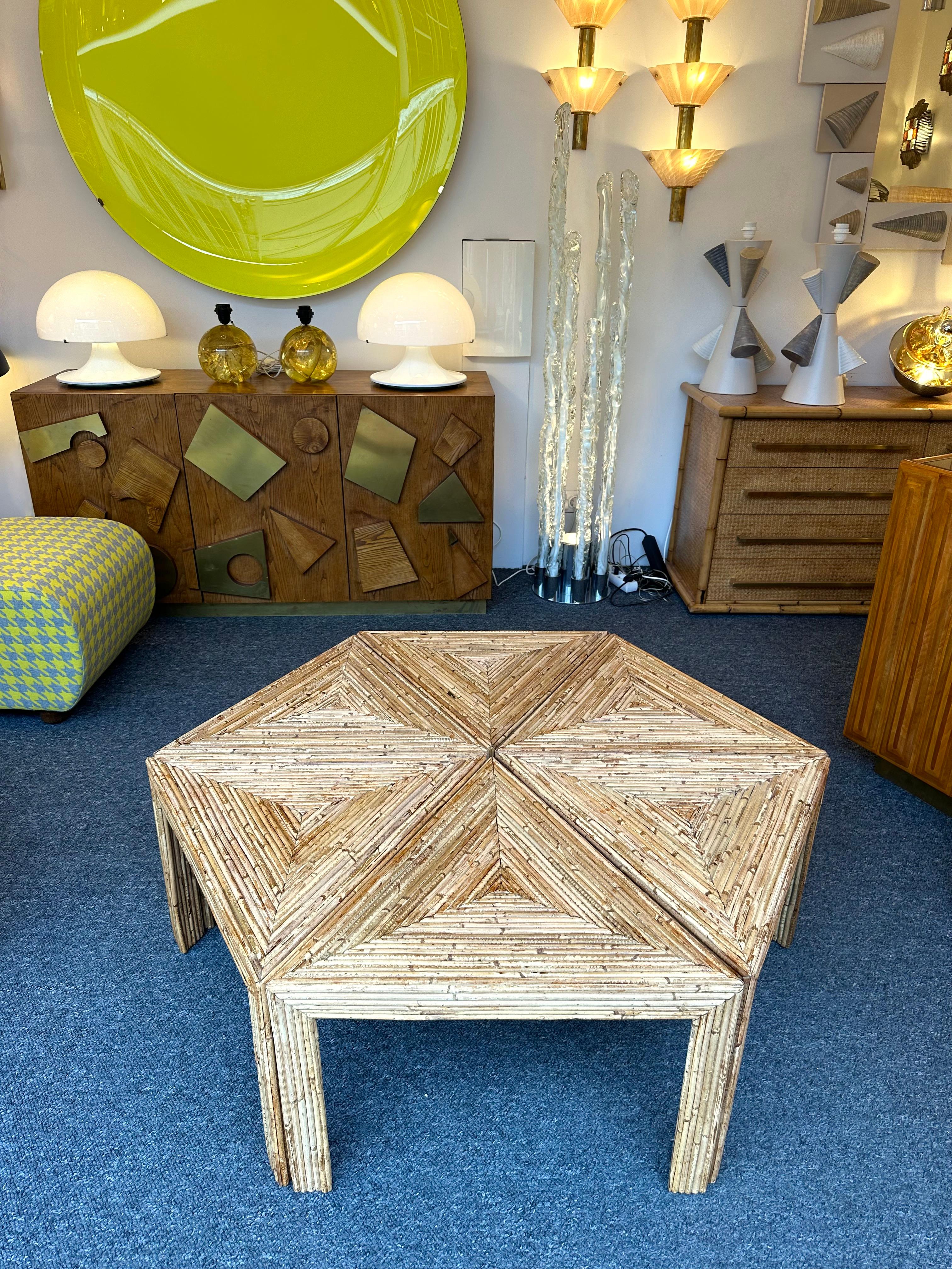 italien Tables modulaires en rotin de Vivai Del Sud. Italie, 1970 en vente
