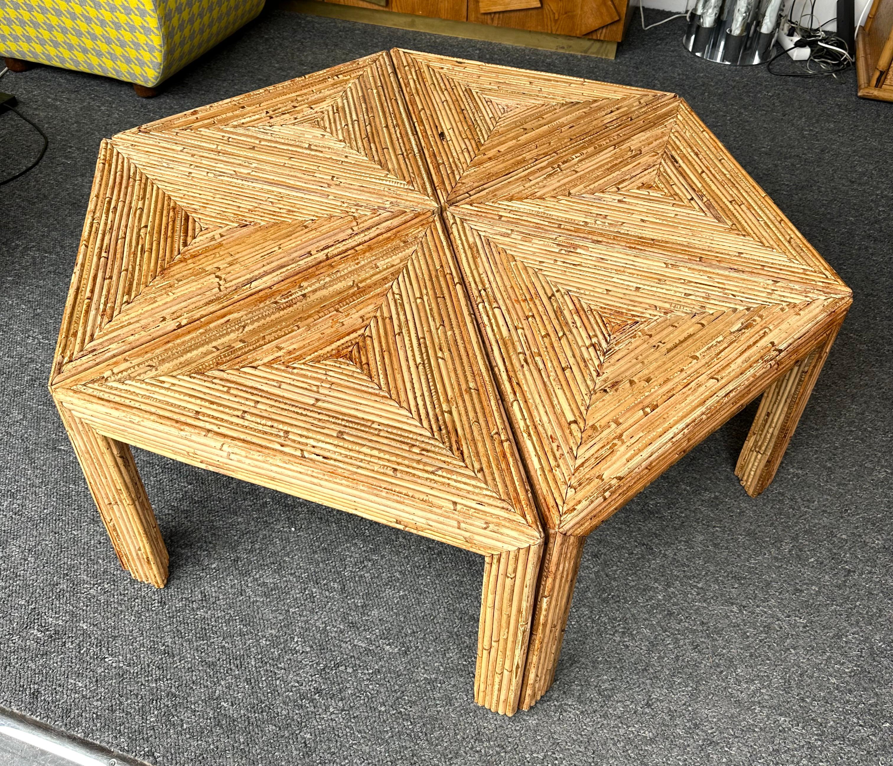 Tables modulaires en rotin de Vivai Del Sud. Italie, 1970 Bon état - En vente à SAINT-OUEN, FR