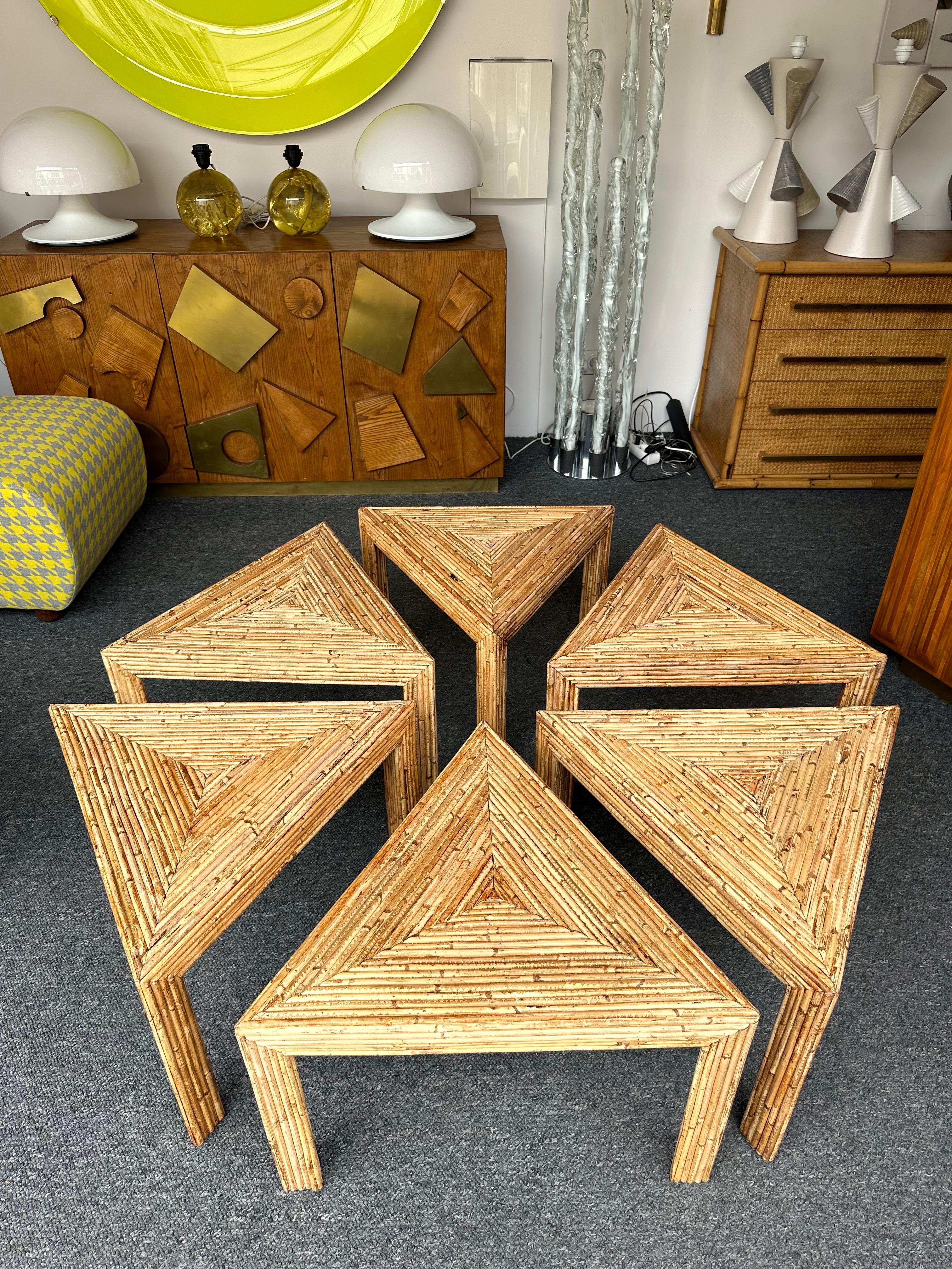 Tables modulaires en rotin de Vivai Del Sud. Italie, 1970 en vente 1