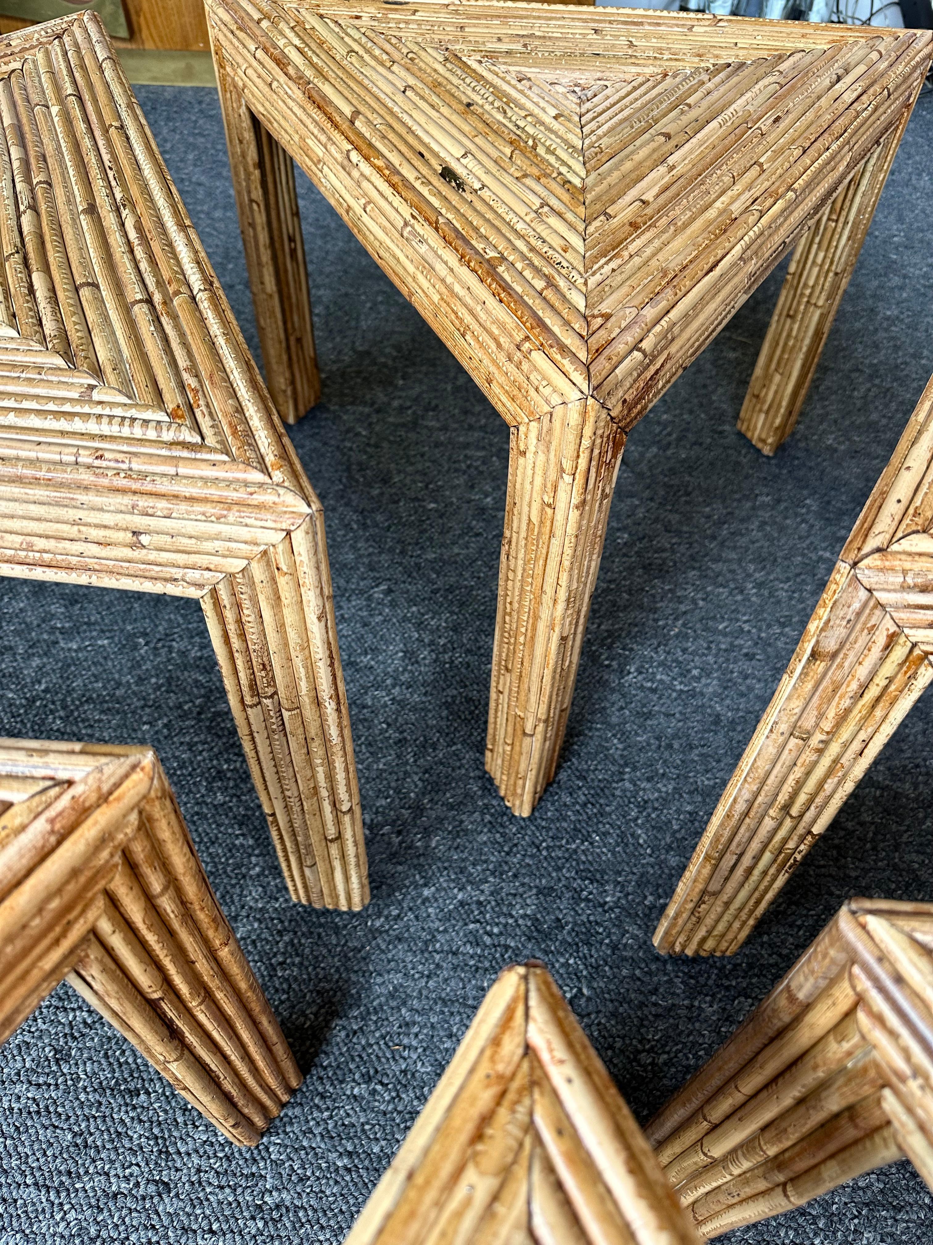Tables modulaires en rotin de Vivai Del Sud. Italie, 1970 en vente 2