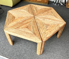 Modular Rattan Tables by Vivai Del Sud. Italy, 1970s