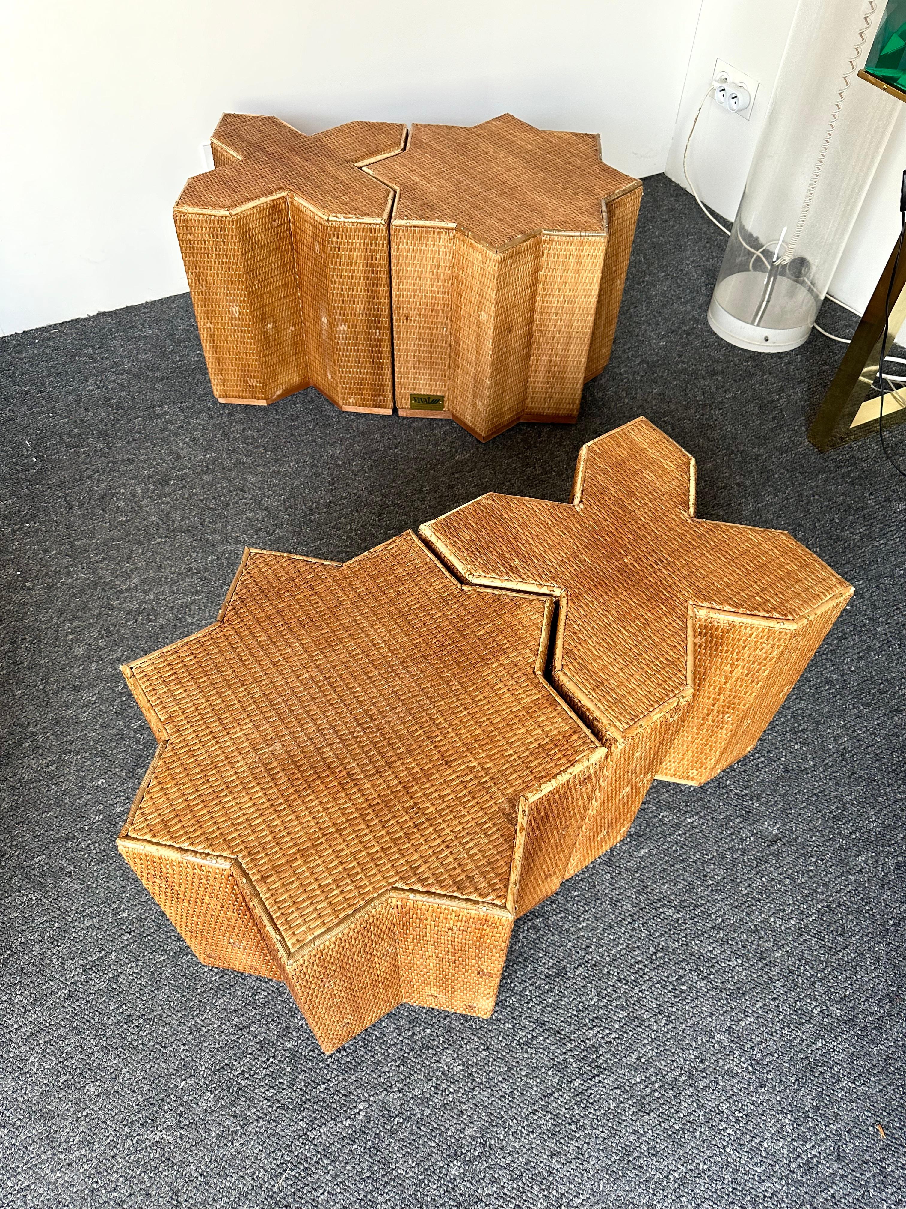 Bamboo Modular Rattan Tables 