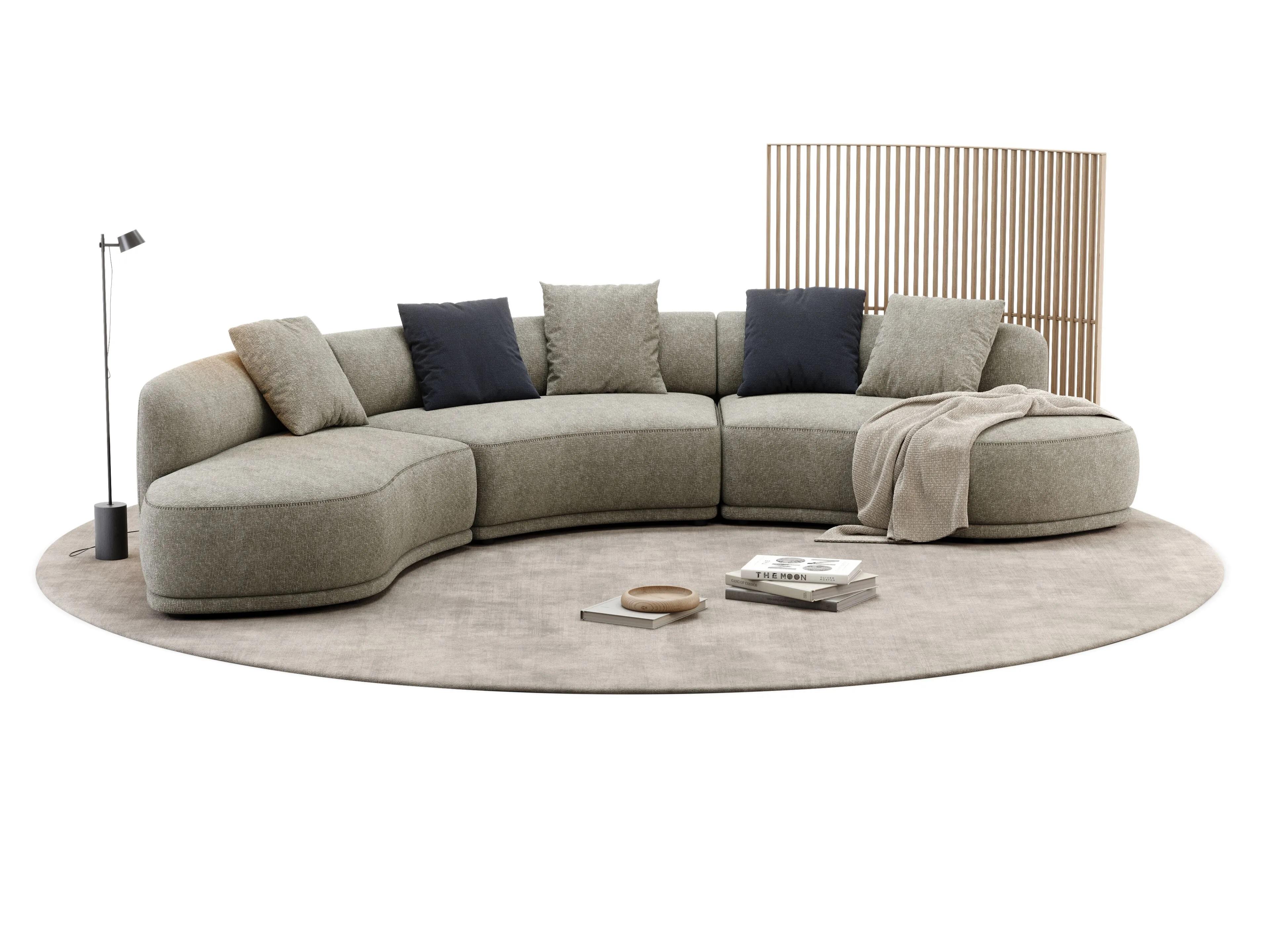 Esta nueva incorporación a la colección de sofás modulares incluye seis módulos únicos. Destaca por varias razones. En primer lugar, está totalmente tapizado, incluido el pie, lo que garantiza un aspecto sin costuras con el asiento y el respaldo.