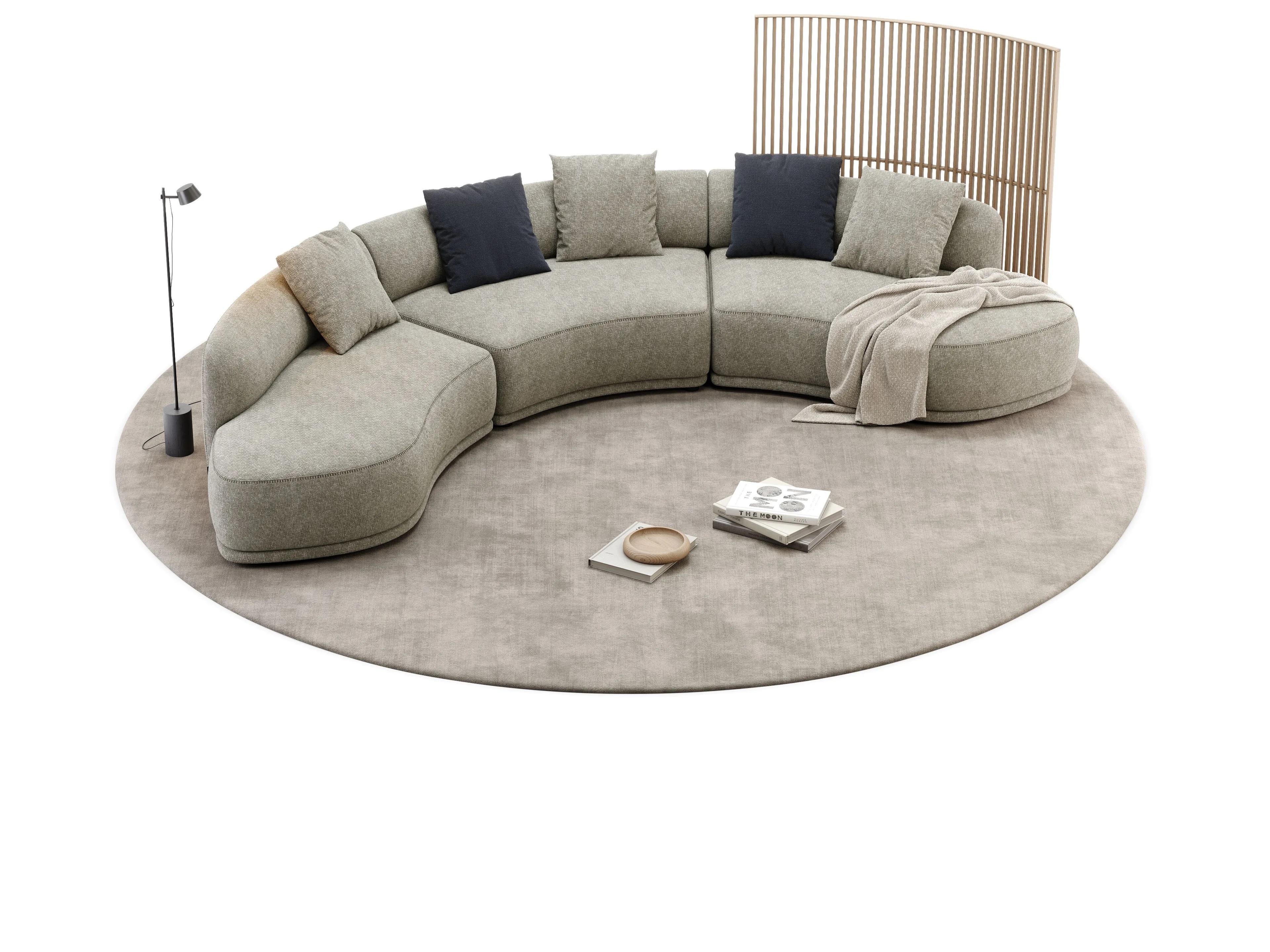 Sofá modular voluminoso redondeado con pie tapizado Moderno en venta