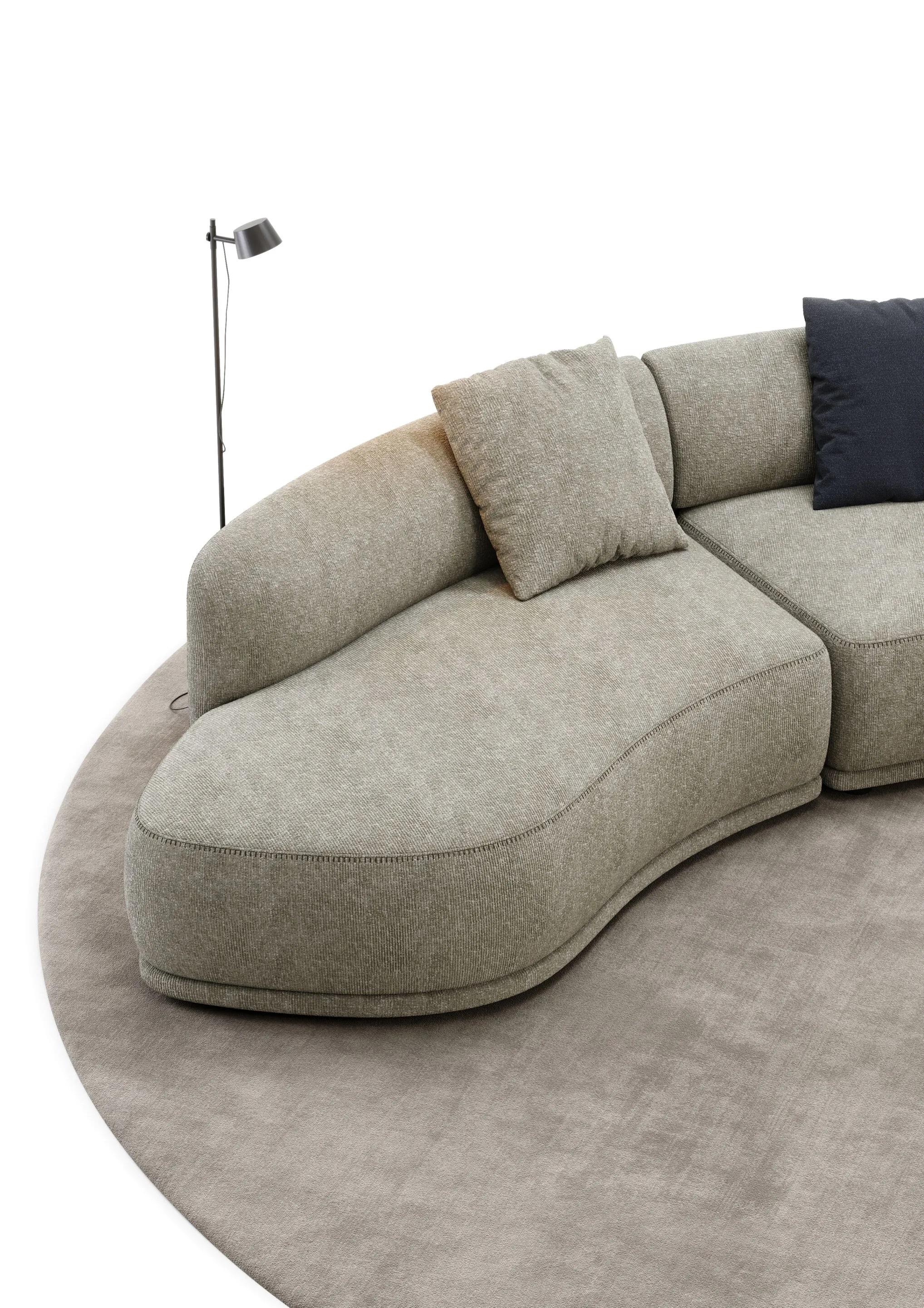 Sofá modular voluminoso redondeado con pie tapizado en Nuevo estado para la venta en NEW YORK, NY