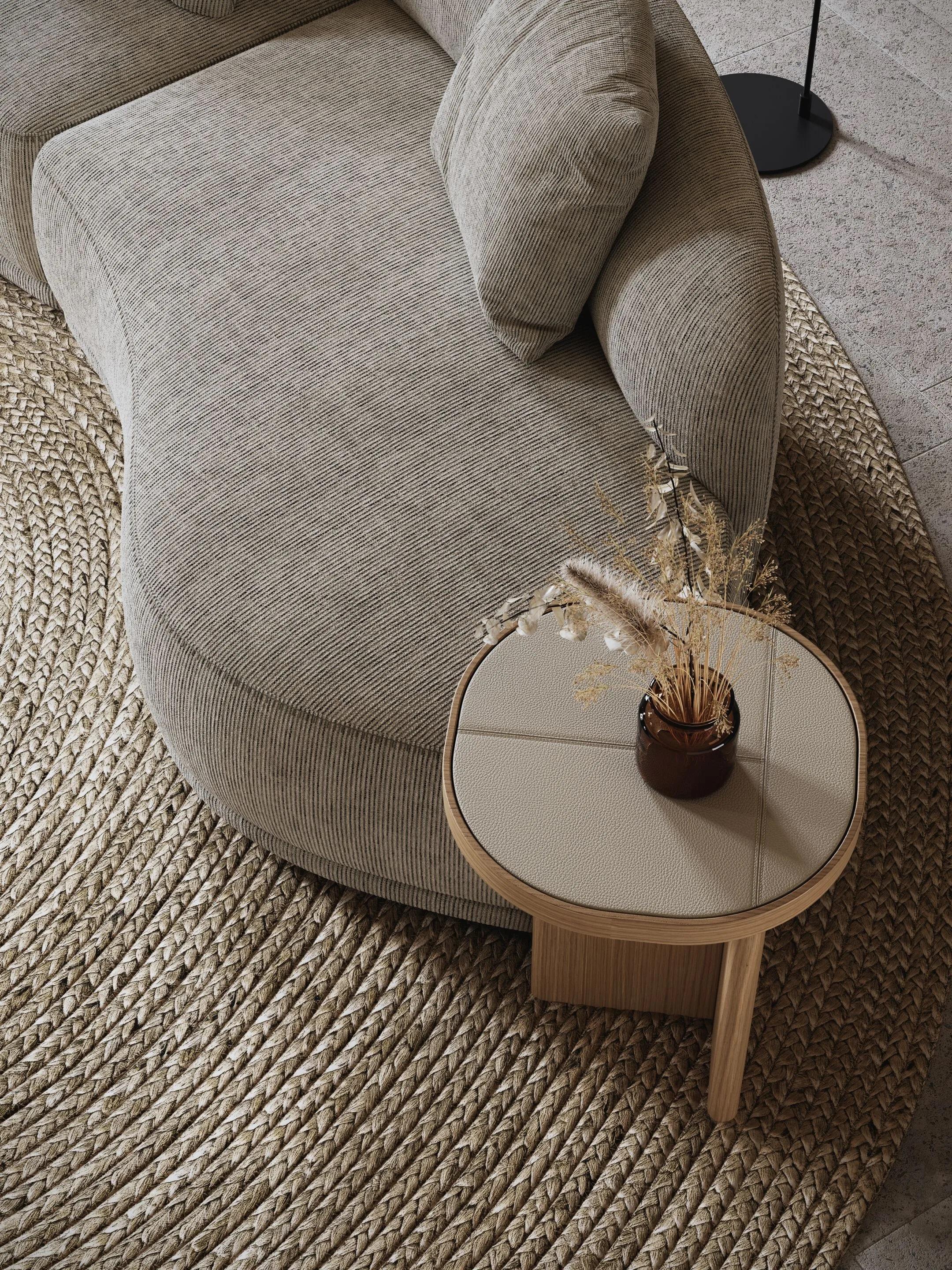 Sofá modular voluminoso redondeado con pie tapizado Siglo XXI y contemporáneo en venta