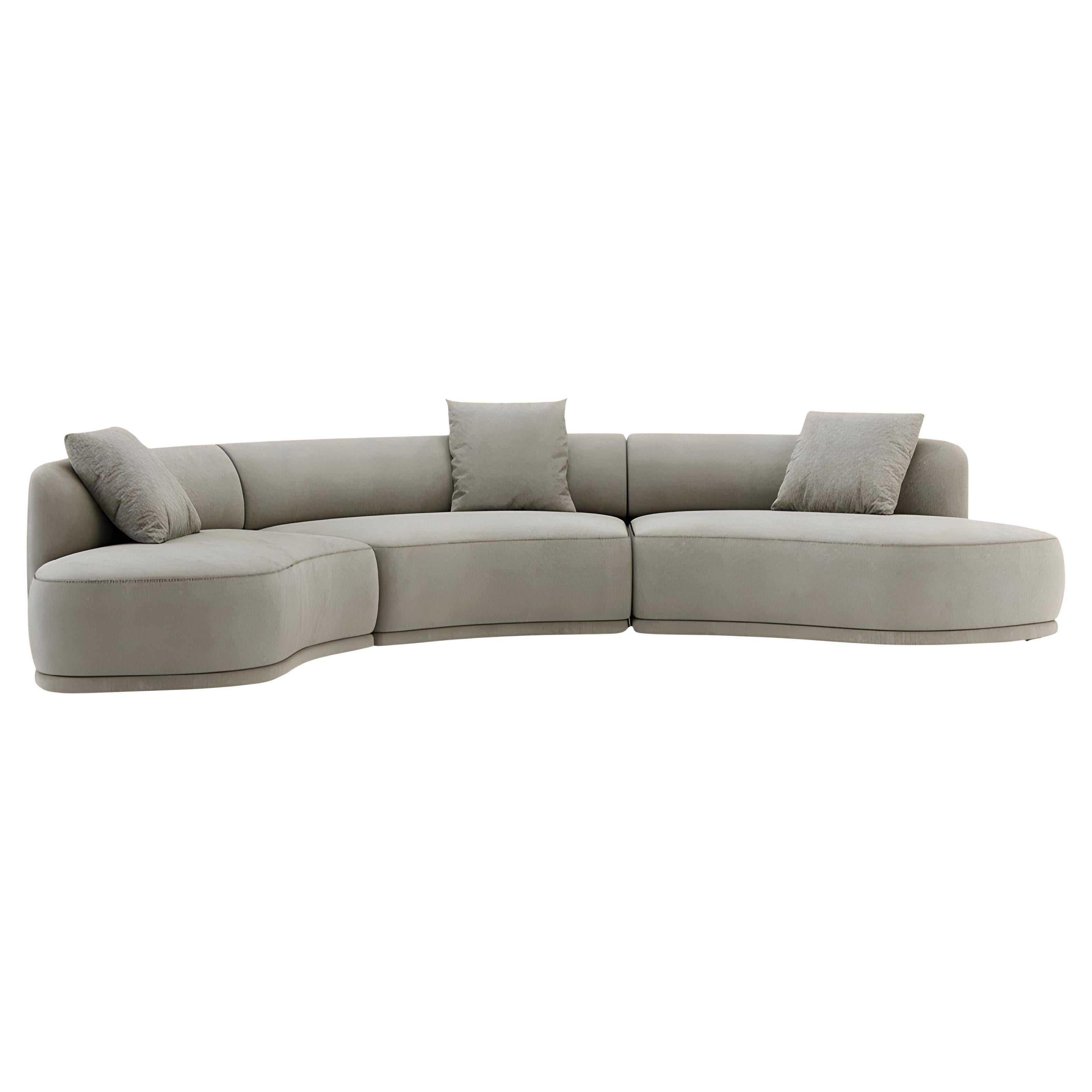Modular Rounded Bulky Sofa With Upholstered Footer