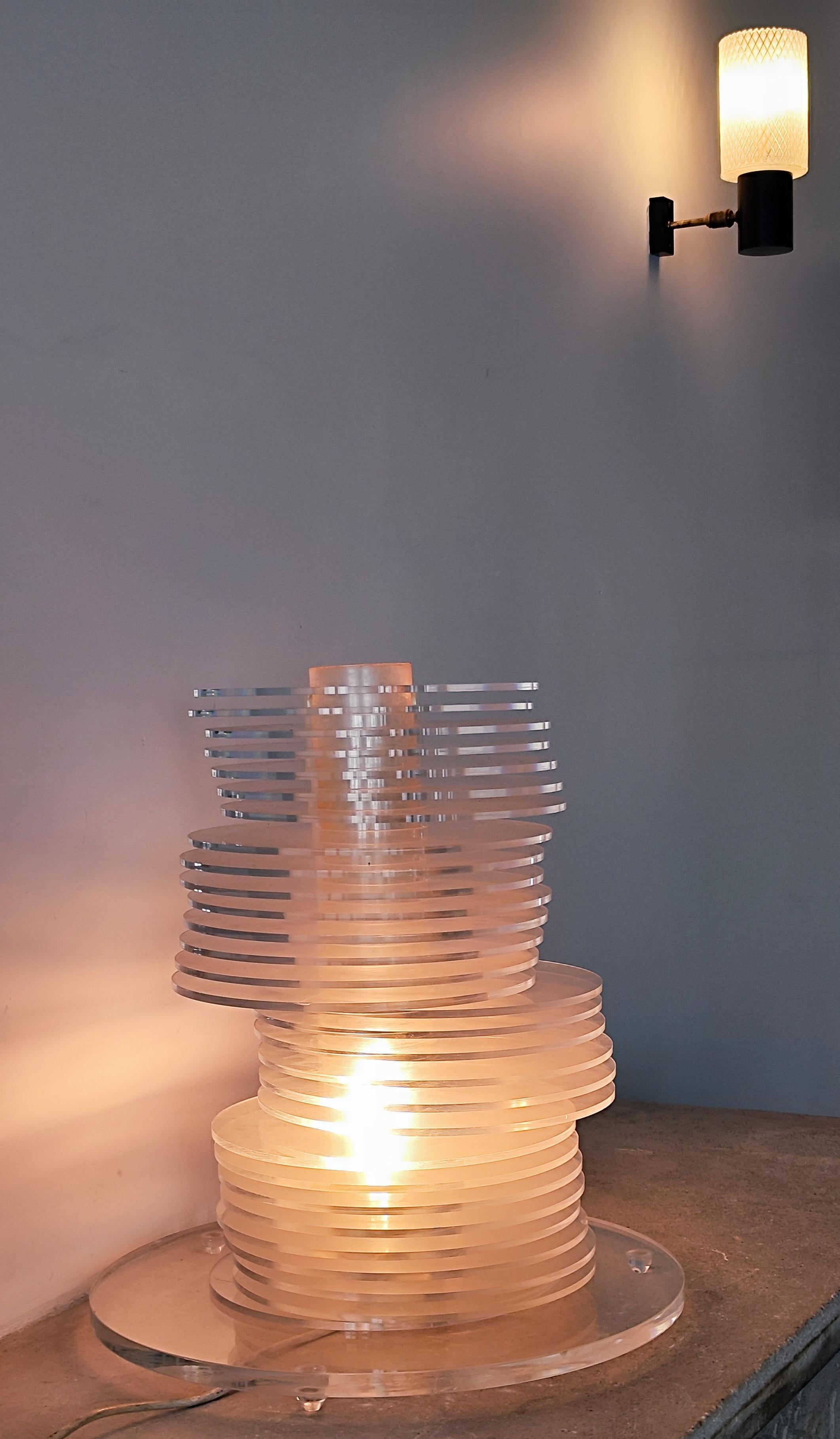 Lampe de table modulaire en altuglas Sandro Petti pour Maison Jansen - Italie - 1970 en vente 14