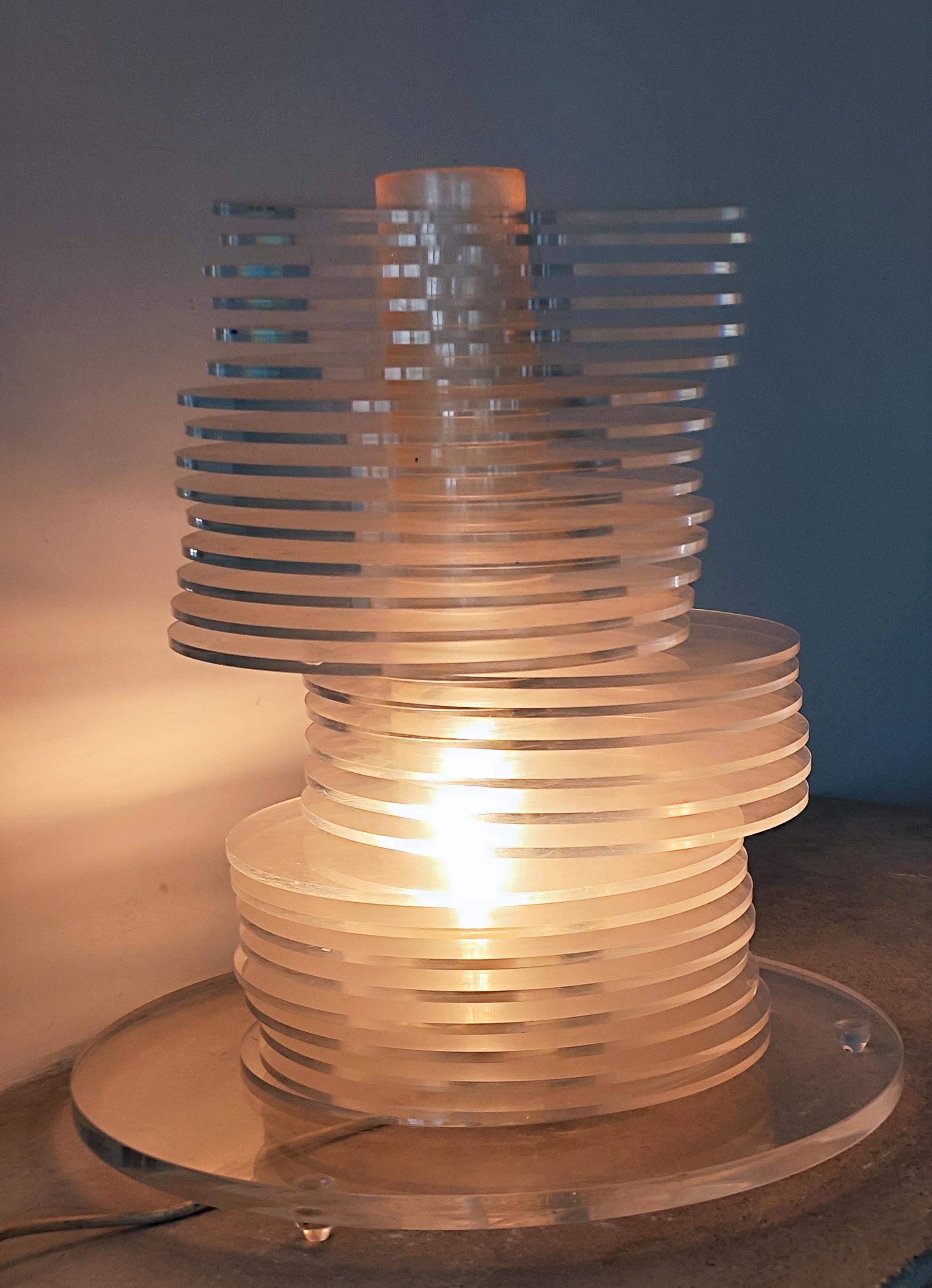italien Lampe de table modulaire en altuglas Sandro Petti pour Maison Jansen - Italie - 1970 en vente