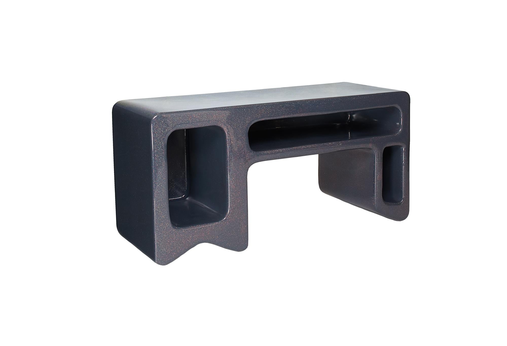 Modern Modular Sculptural Black Galaxy Rack and Seating Assembly by Kunaal Kyhaan For Sale