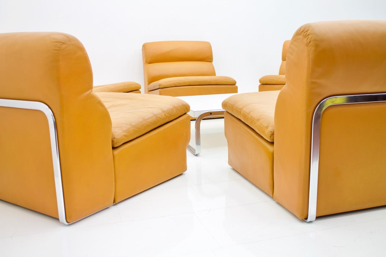 Modular Sofa Set & Table Light Brown Leather by Horst Bruning for Kill 1970s For Sale 6