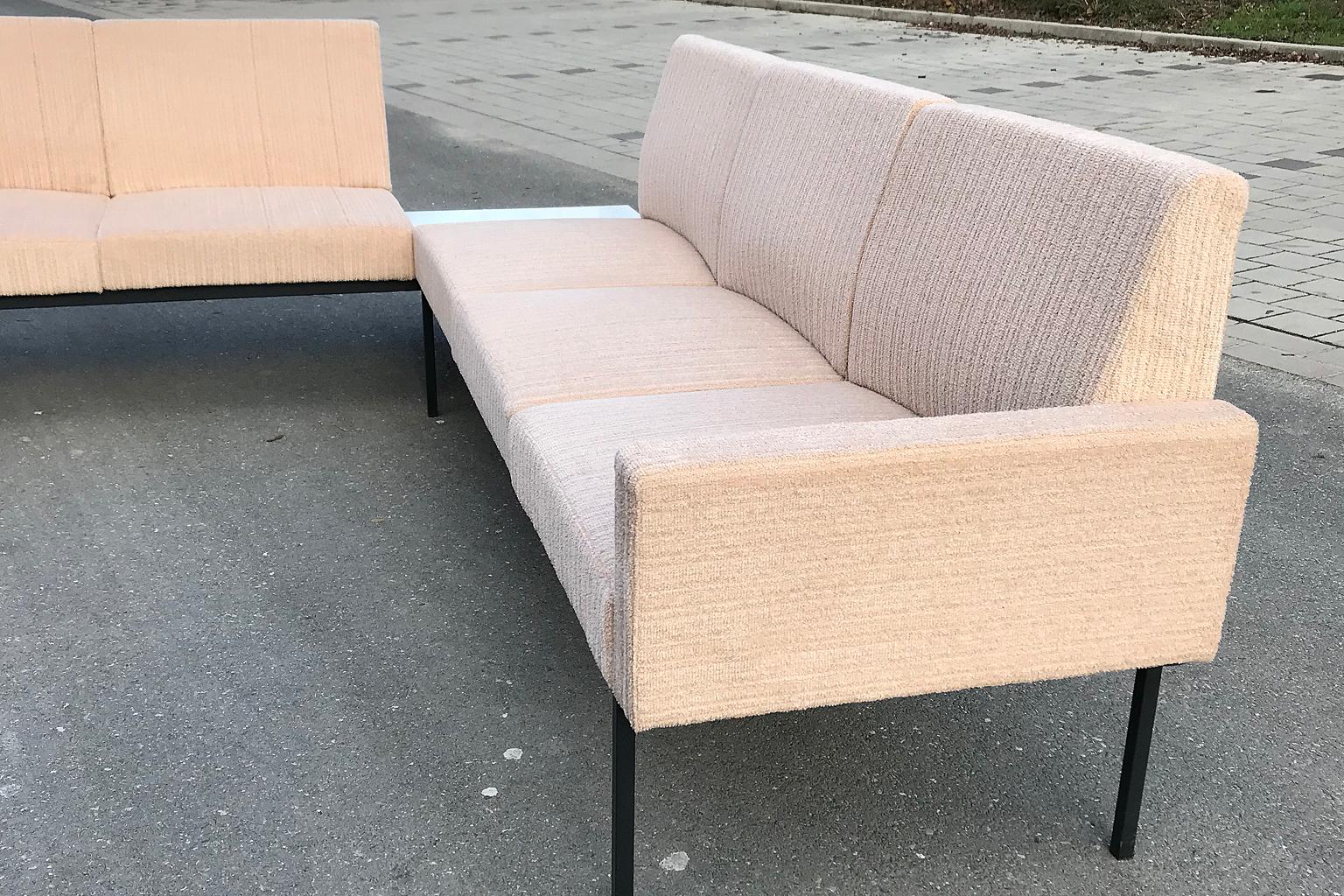 Metal Modular Seating Group from Thonet, 1960s, Seating Elements, Lobby Sofa Beige For Sale