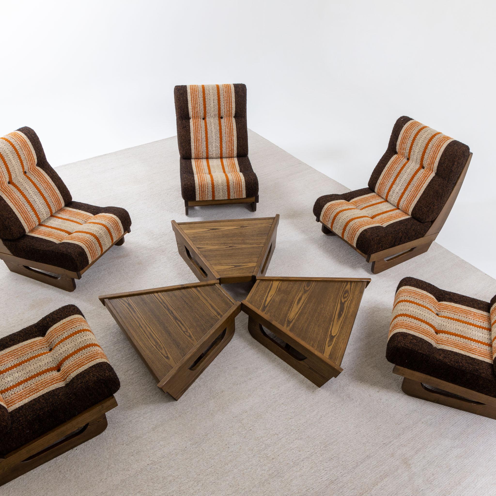 Modular Seating Group with five Lounge Chairs, Italy 1950s For Sale 3