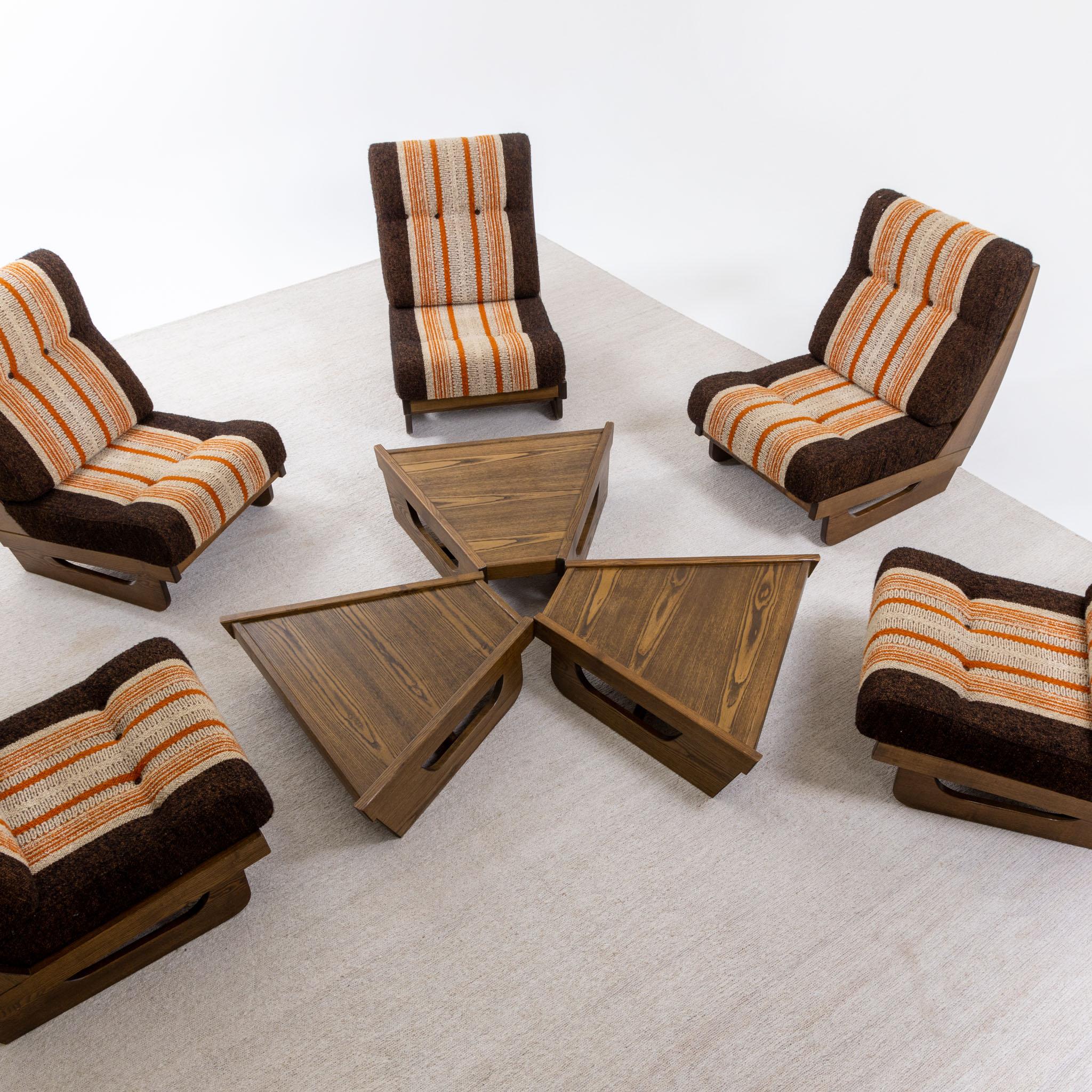 Modular Seating Group with five Lounge Chairs, Italy 1950s For Sale 5