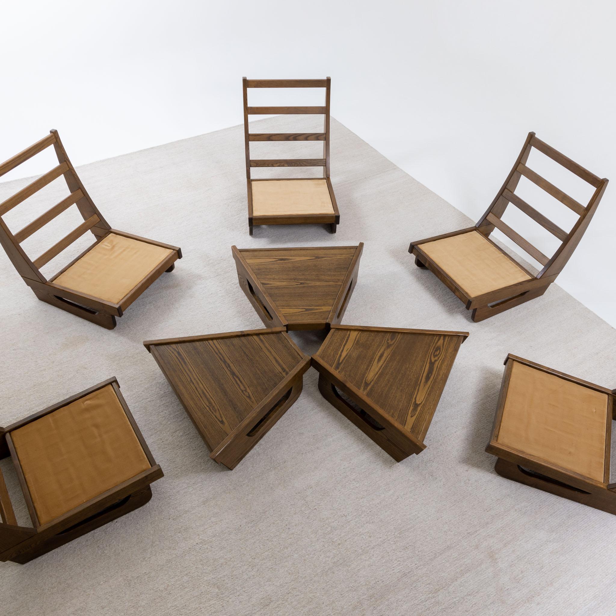 Modular Seating Group with five Lounge Chairs, Italy 1950s For Sale 6