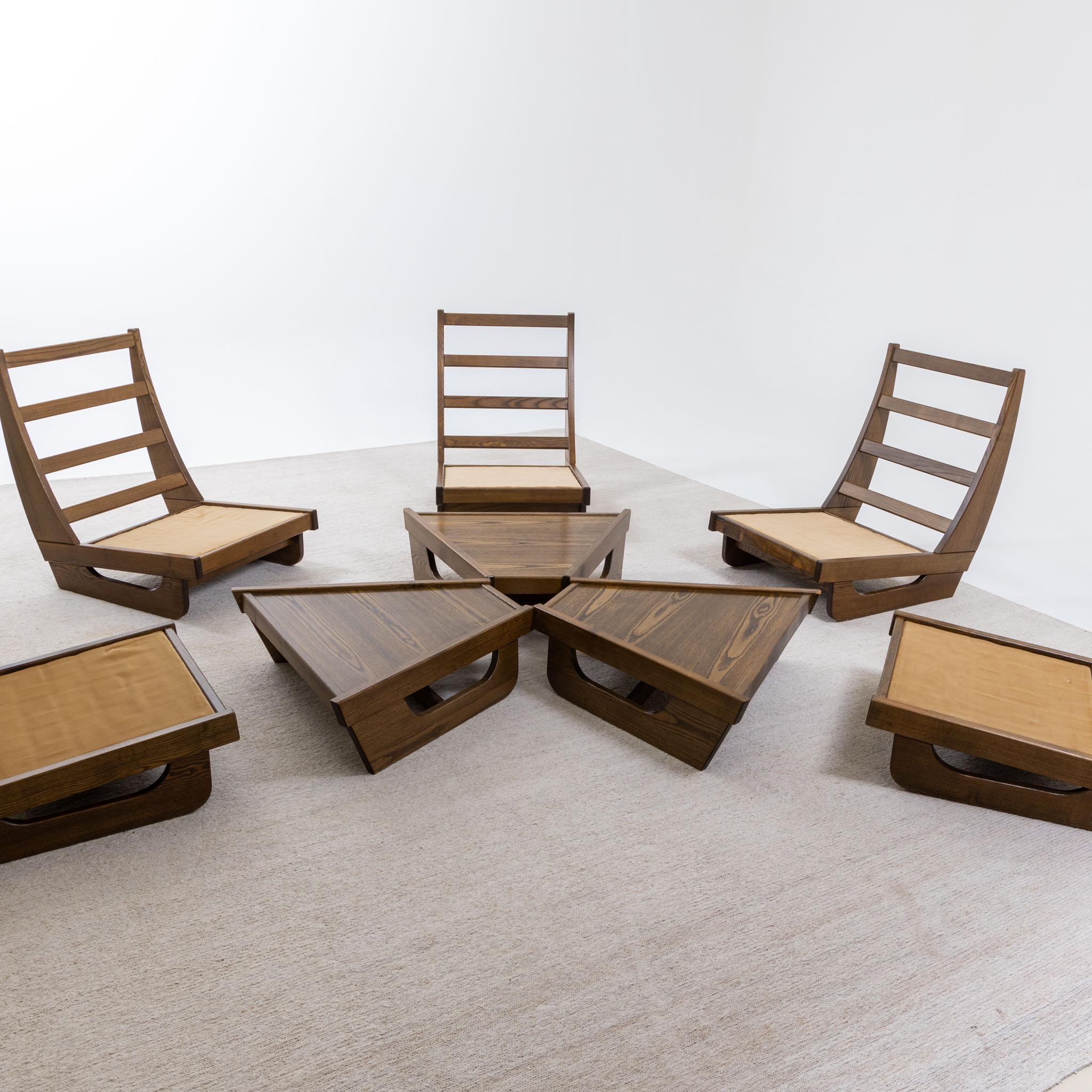 Modular Seating Group with five Lounge Chairs, Italy 1950s For Sale 7