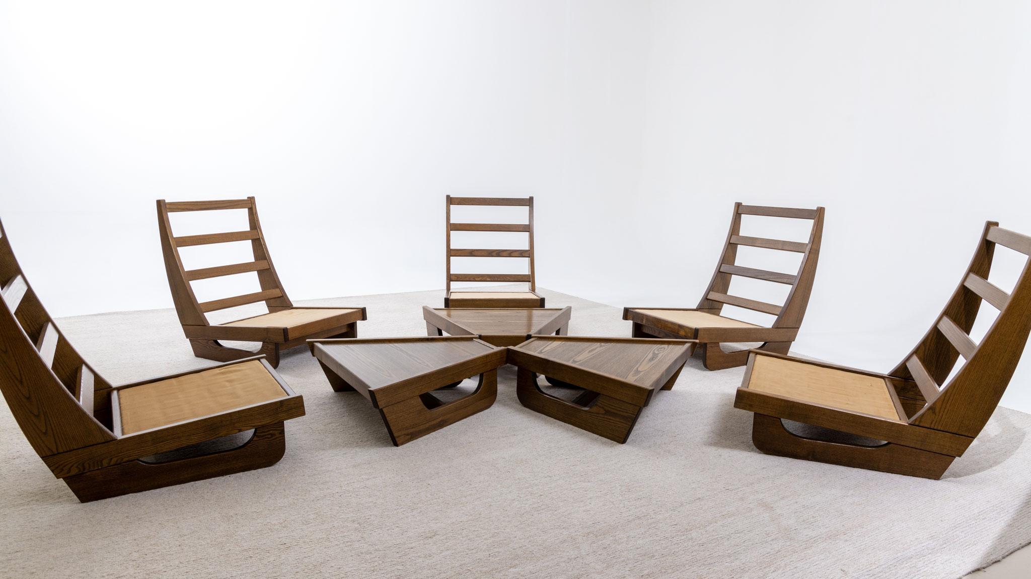 Modular Seating Group with five Lounge Chairs, Italy 1950s For Sale 8