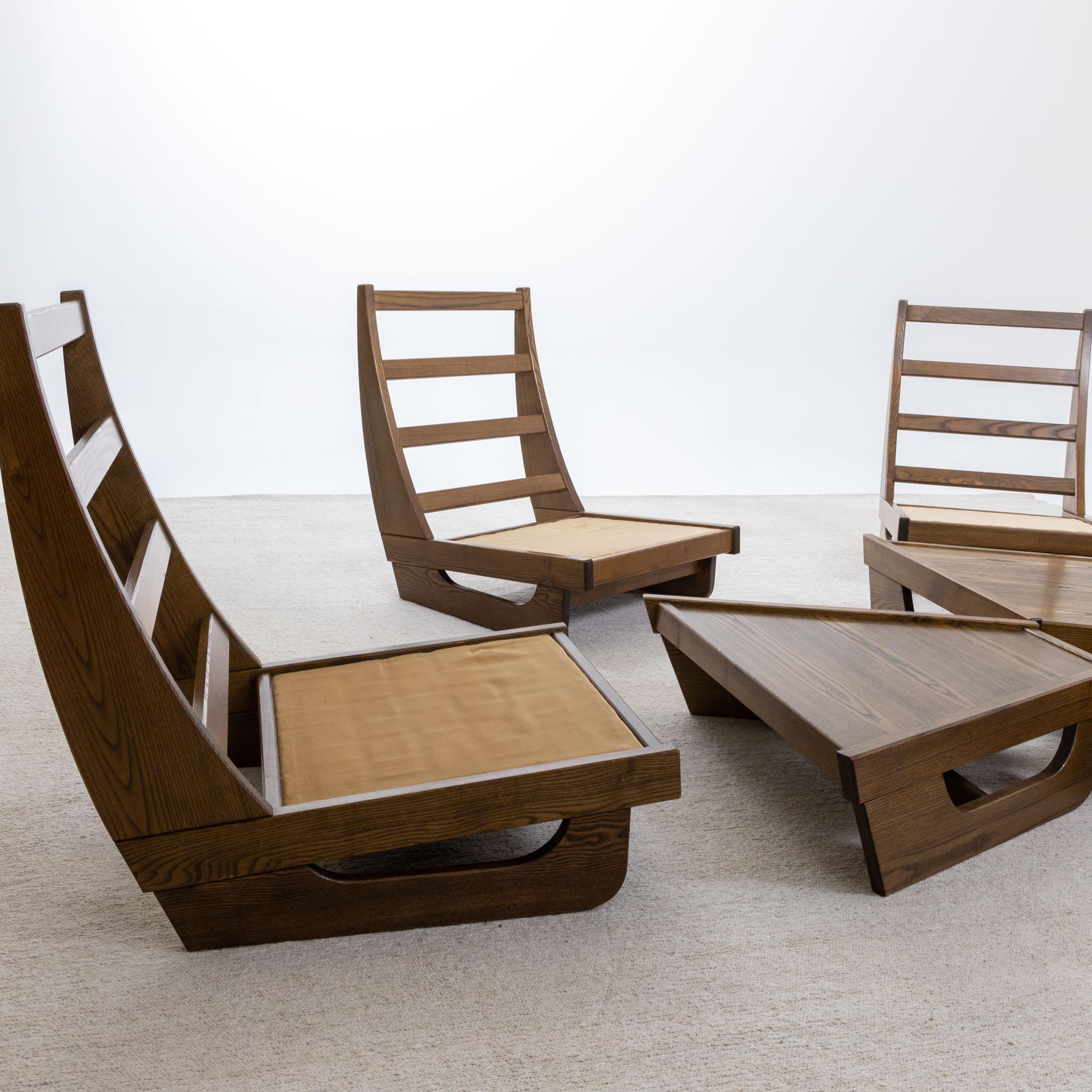 Modular Seating Group with five Lounge Chairs, Italy 1950s For Sale 9