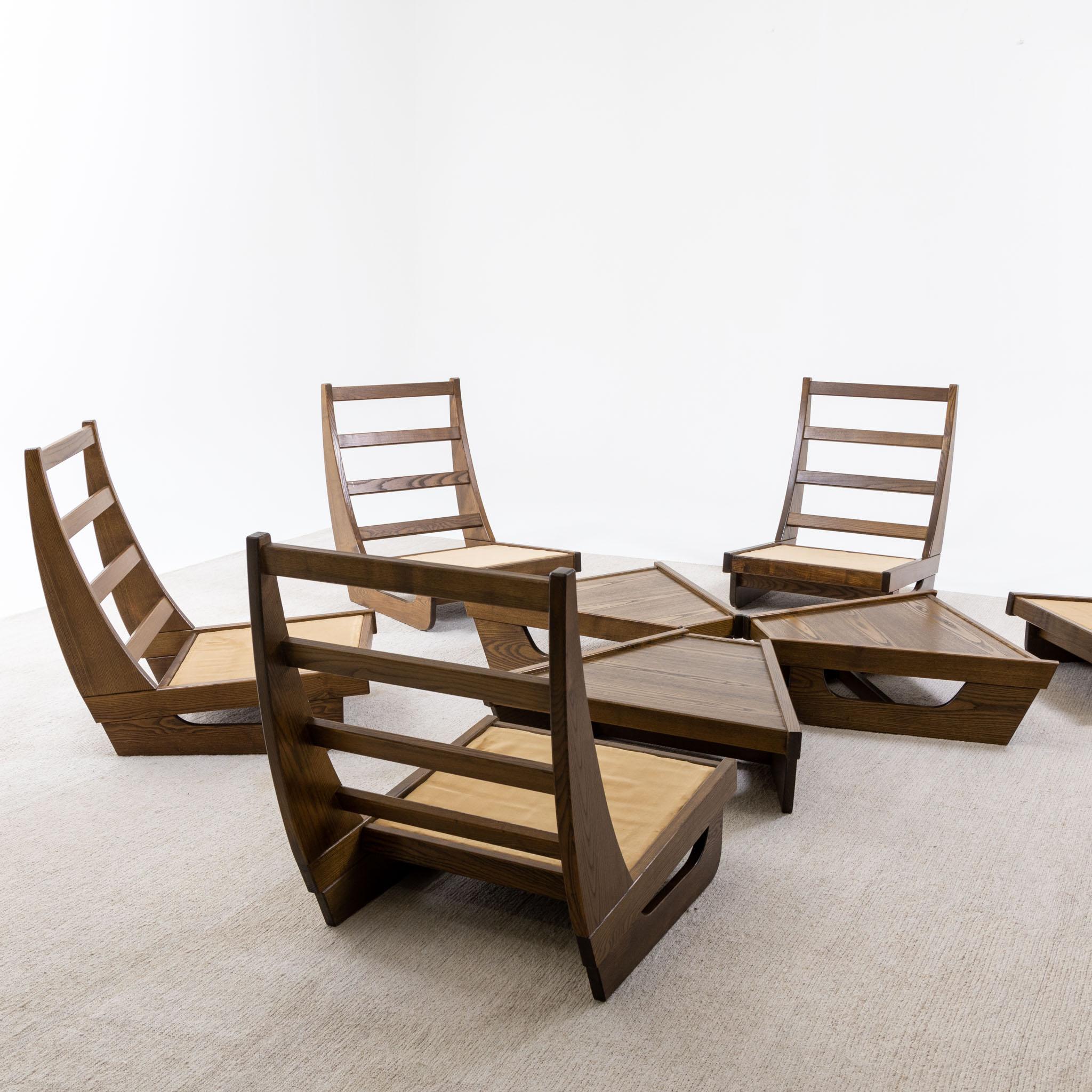 Modular Seating Group with five Lounge Chairs, Italy 1950s For Sale 10