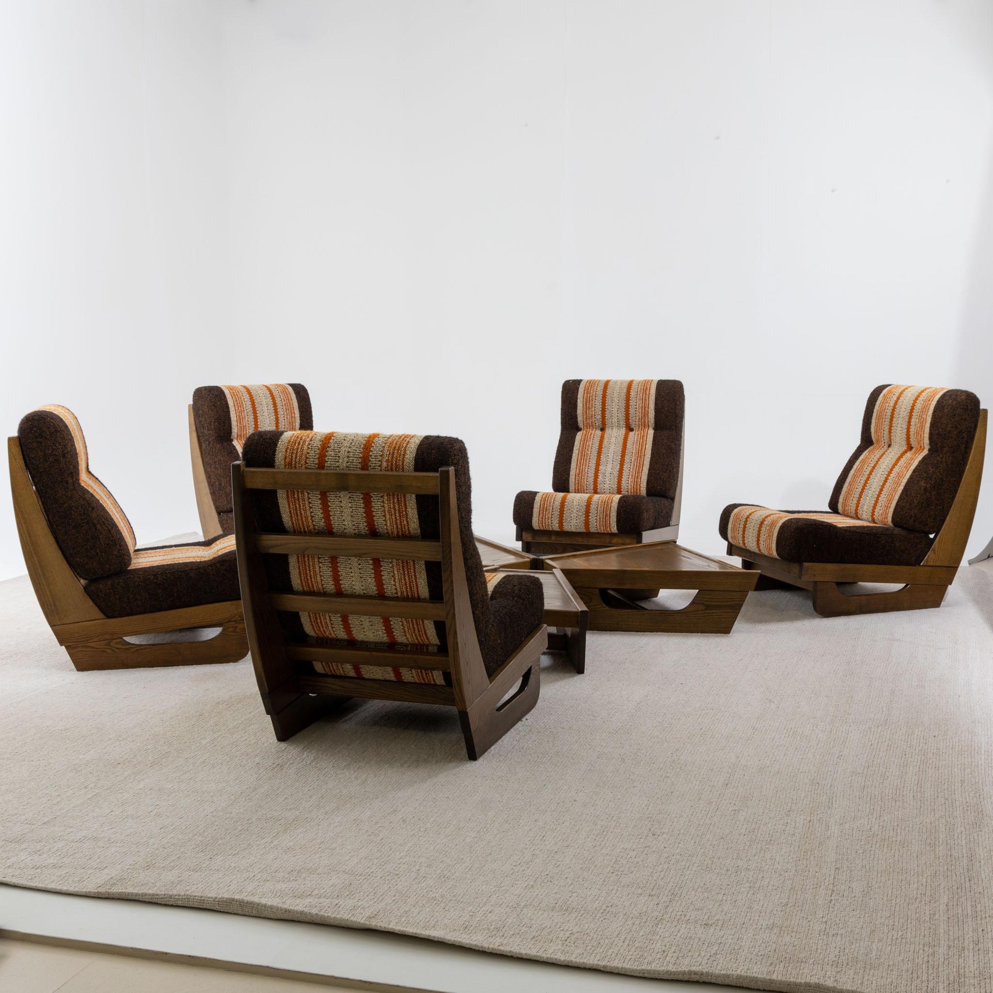 Mid-Century Modern Modular Seating Group with five Lounge Chairs, Italy 1950s For Sale