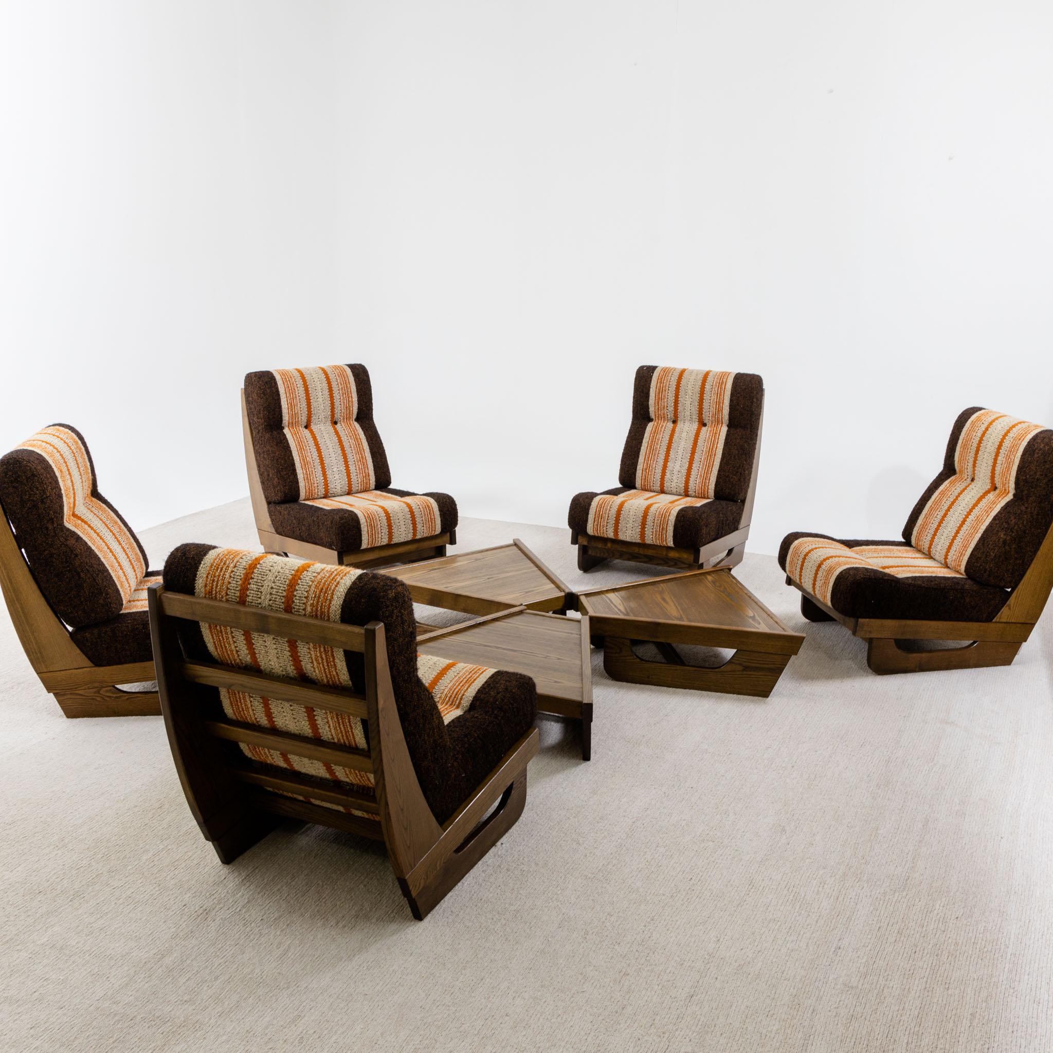 Italian Modular Seating Group with five Lounge Chairs, Italy 1950s For Sale