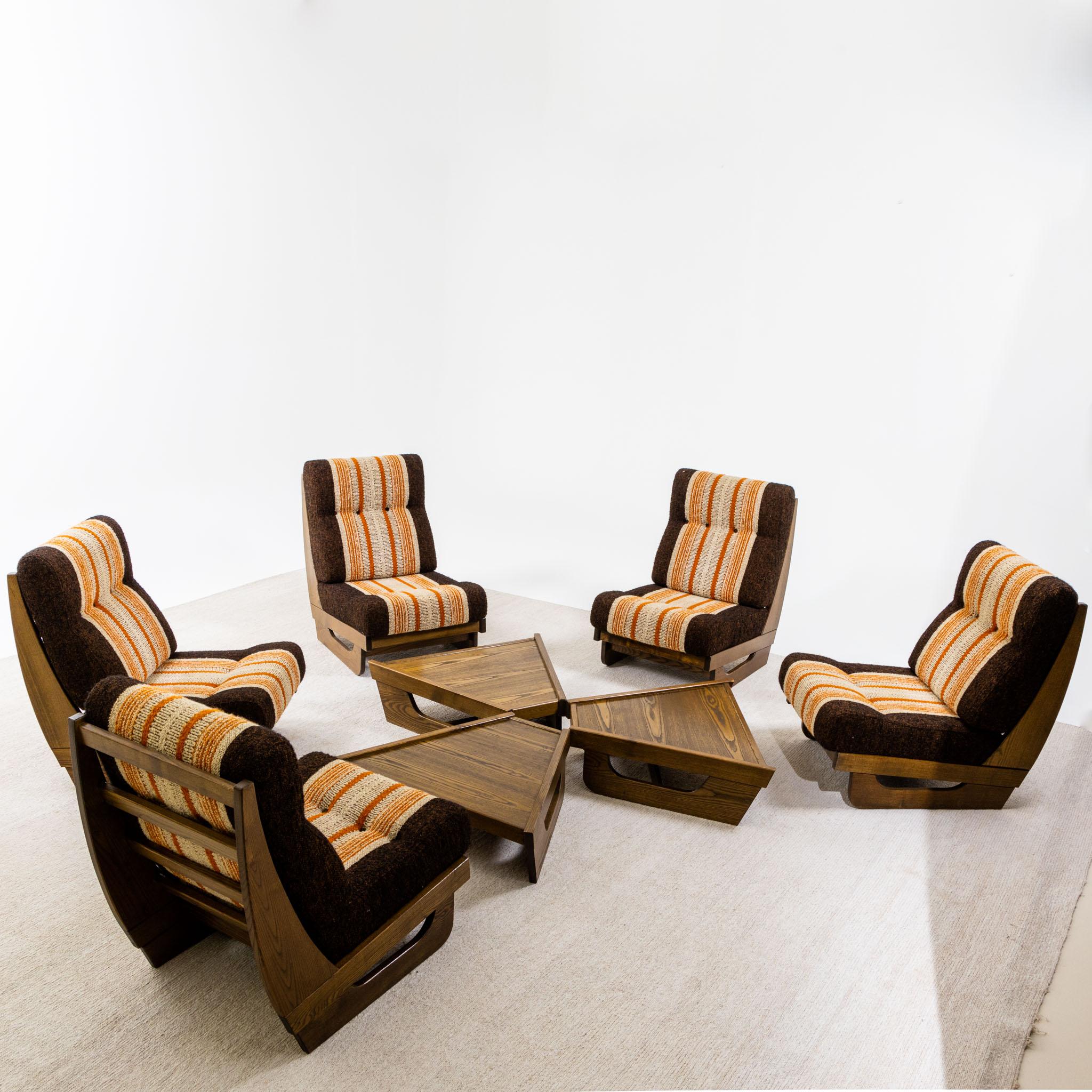Modular Seating Group with five Lounge Chairs, Italy 1950s For Sale 1