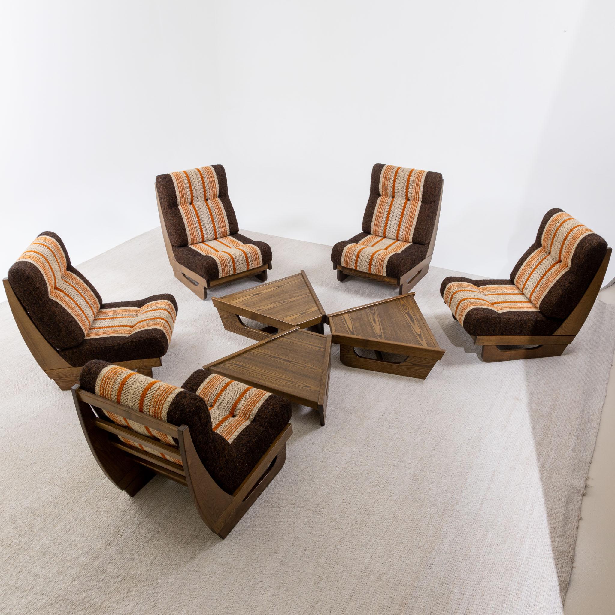 Modular Seating Group with five Lounge Chairs, Italy 1950s For Sale 2