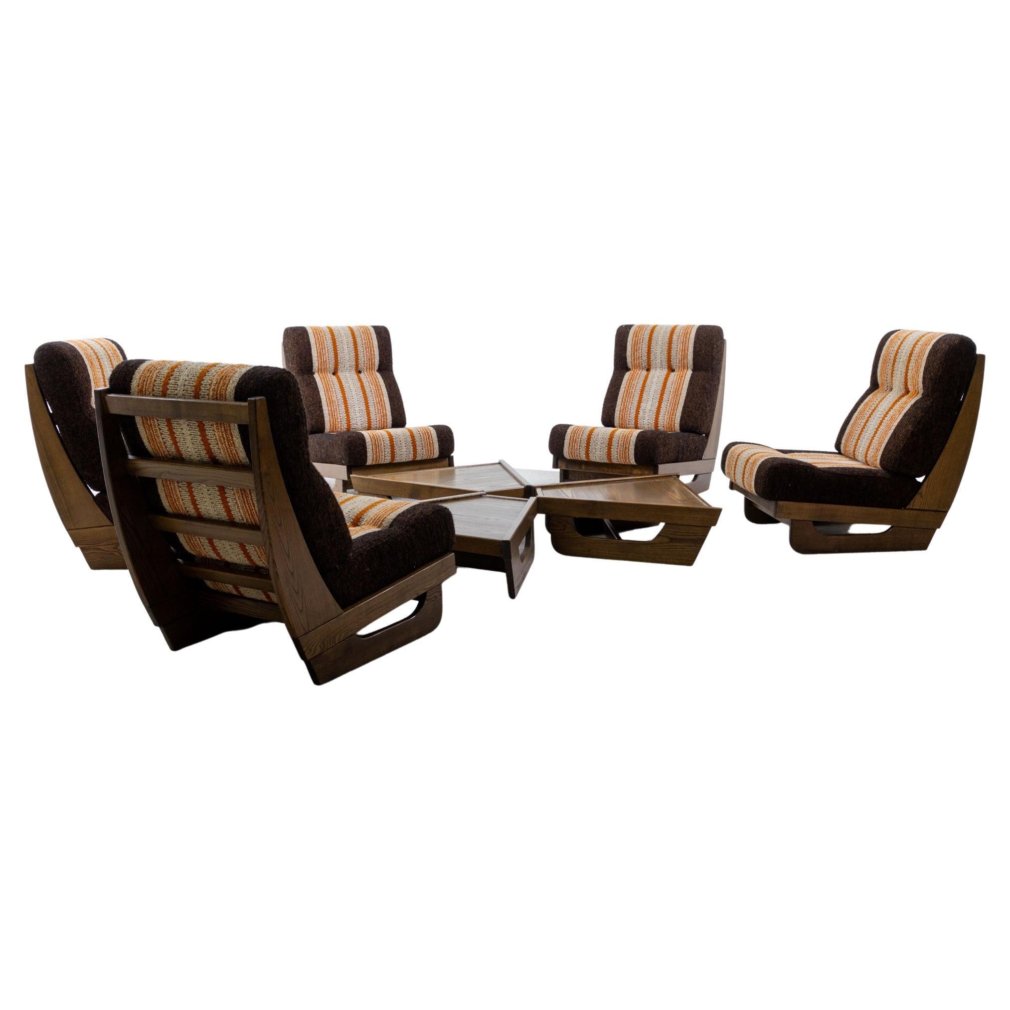 Modular Seating Group with five Lounge Chairs, Italy 1950s For Sale