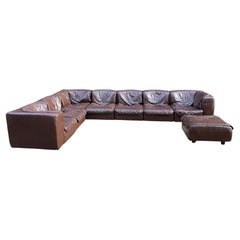 Modular Sectional Dark Brown Leather Sofa by Arflex, Tito Agnoli, Italy, 1970
