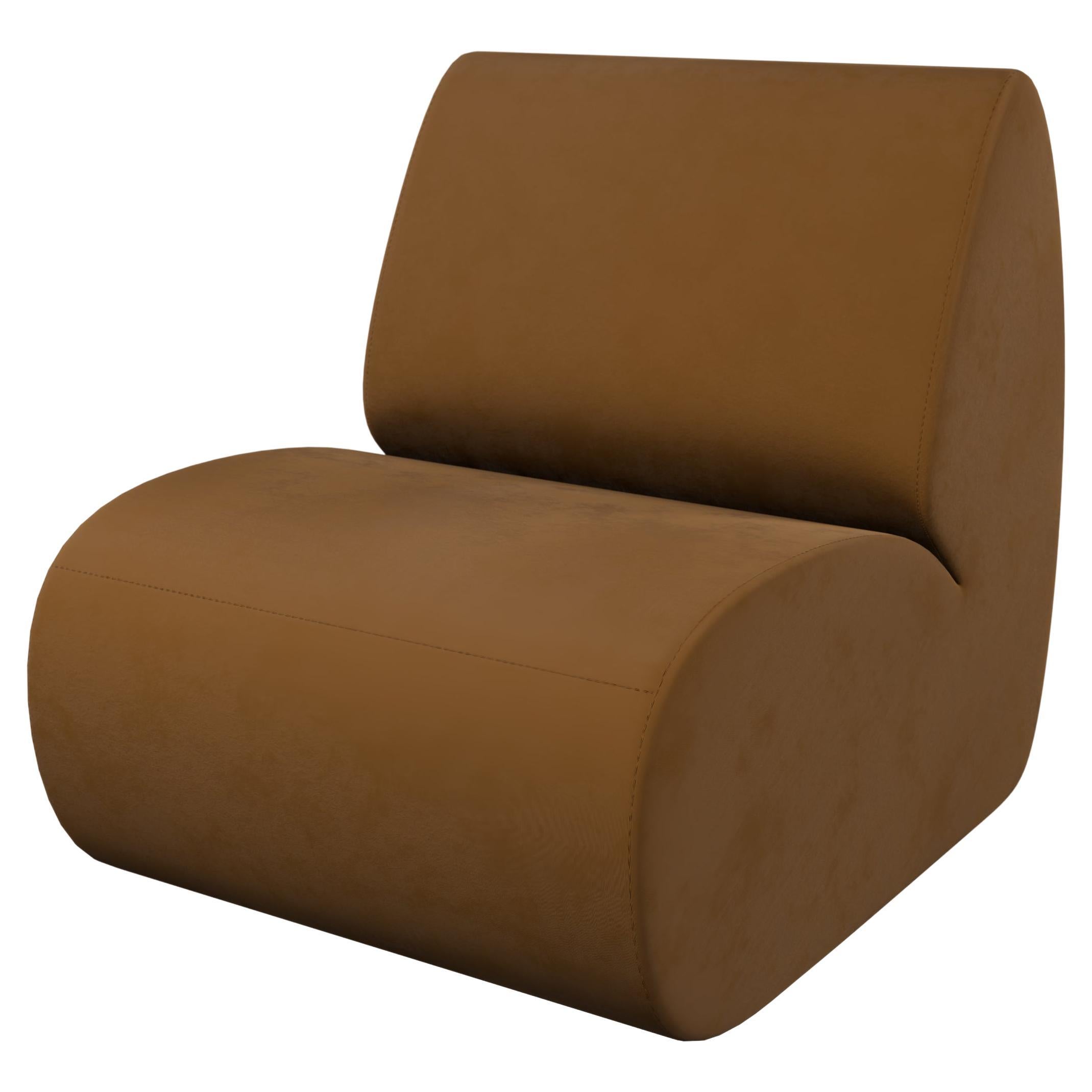 Modular sectional Hanabira T1 Warm Taupe Velvet fabric handcrafted by Murmurio For Sale