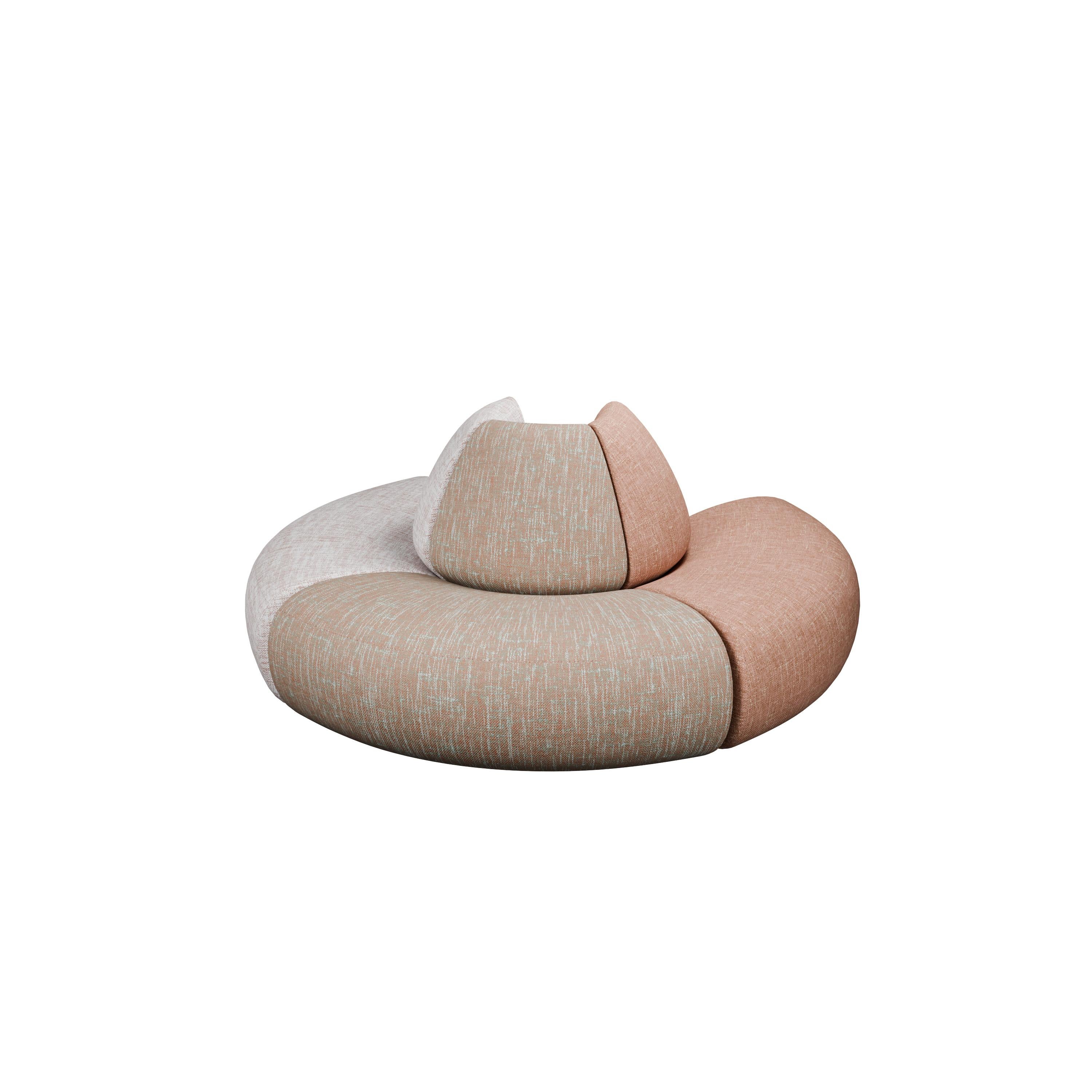 Modular sectionnel Hanabira T2 corail uni fabriqué à la main par Murmurio en vente 1