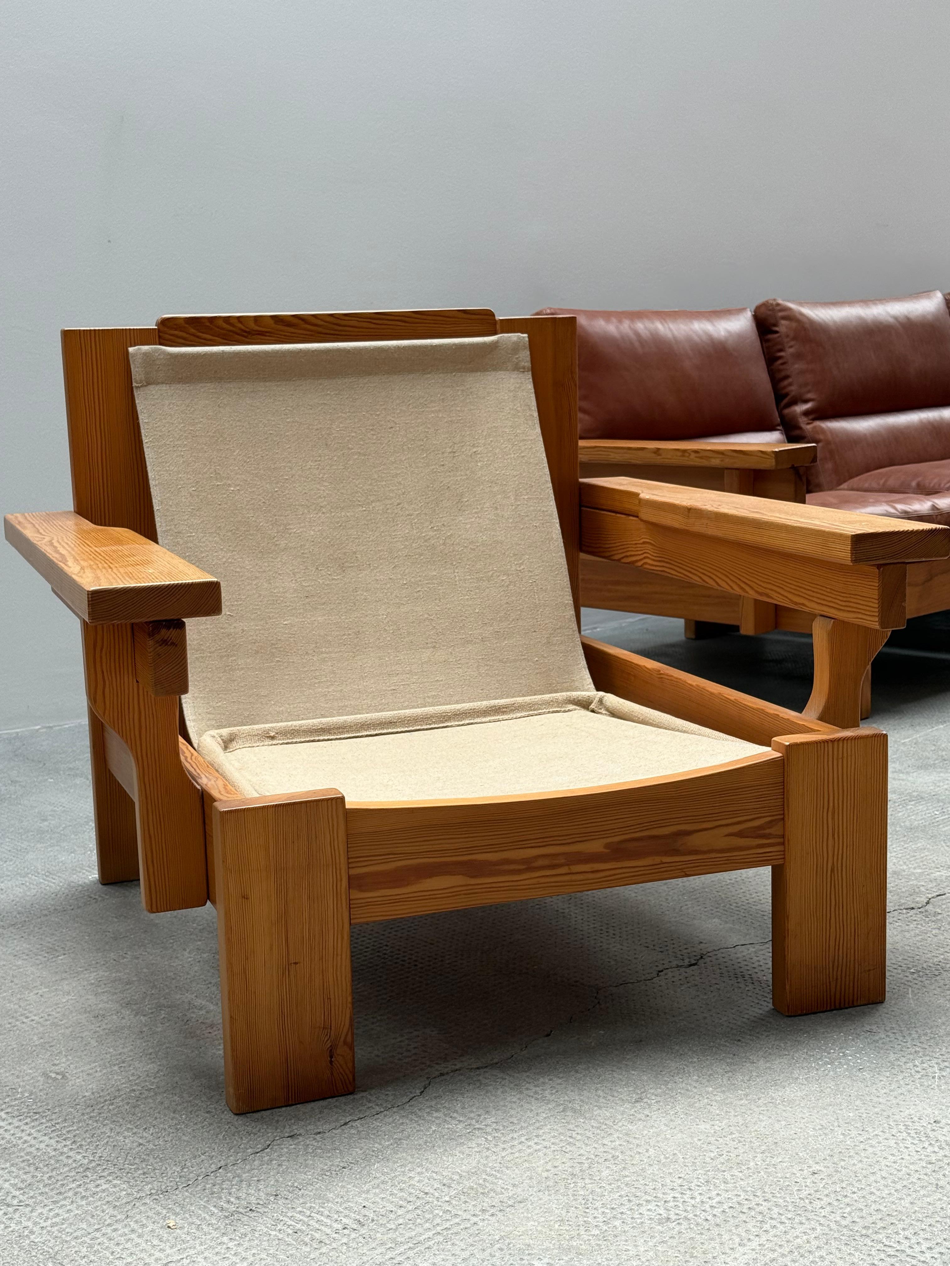 MODULARES SITZSOFA ARMOSCHIRM KIEFER-HOLZ-KOGNAC-LEDER, 1970er Jahre (Leder) im Angebot