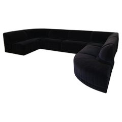 Modular Serpentine 7 Pieces Roche Bobois Dark Midnight Blue Velvet Sectional Sofa