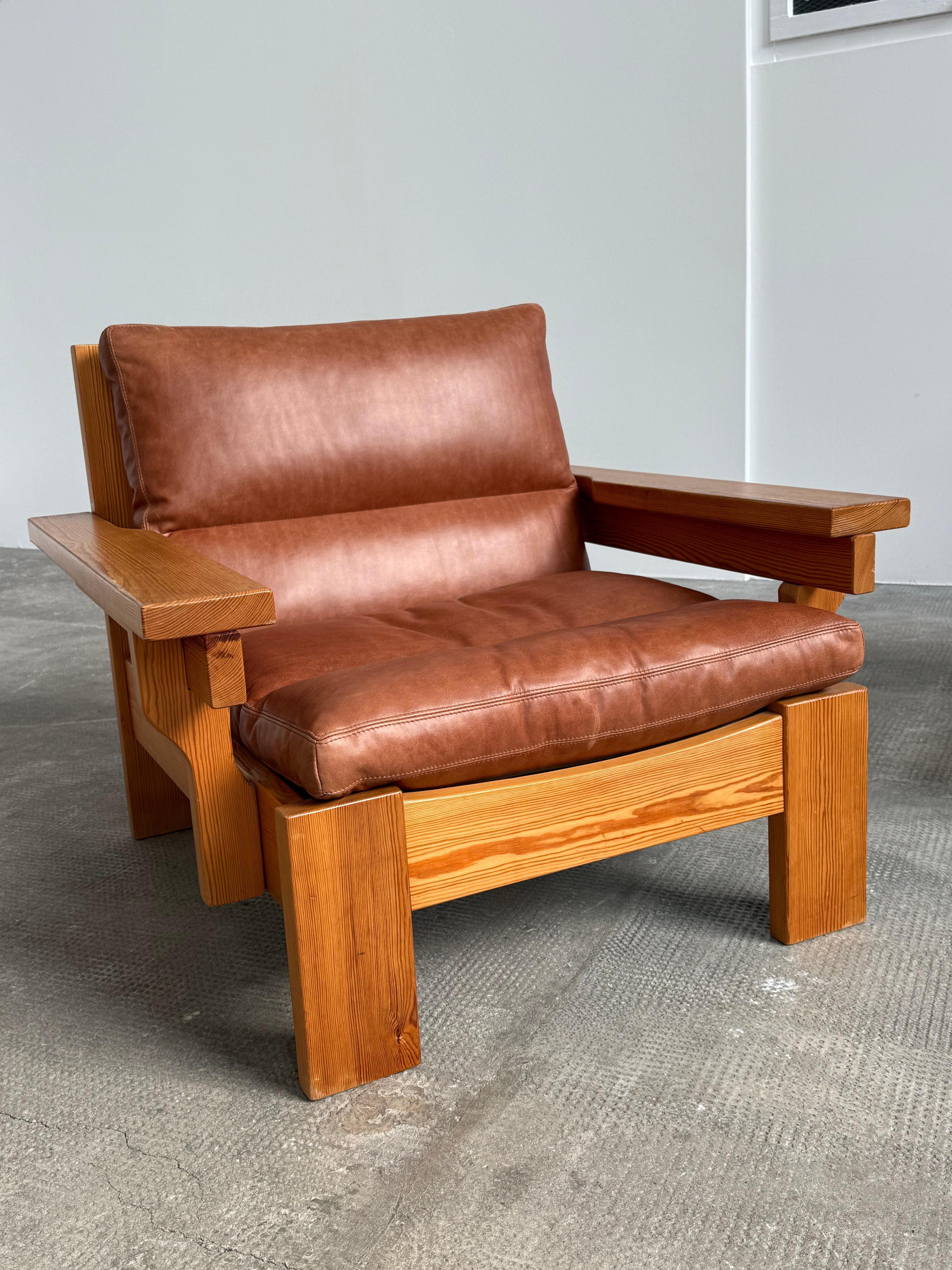 Ensemble Sitzgruppe siège modulaire Kiefernholz Leder Leinen, Schweden 1970 en vente 10