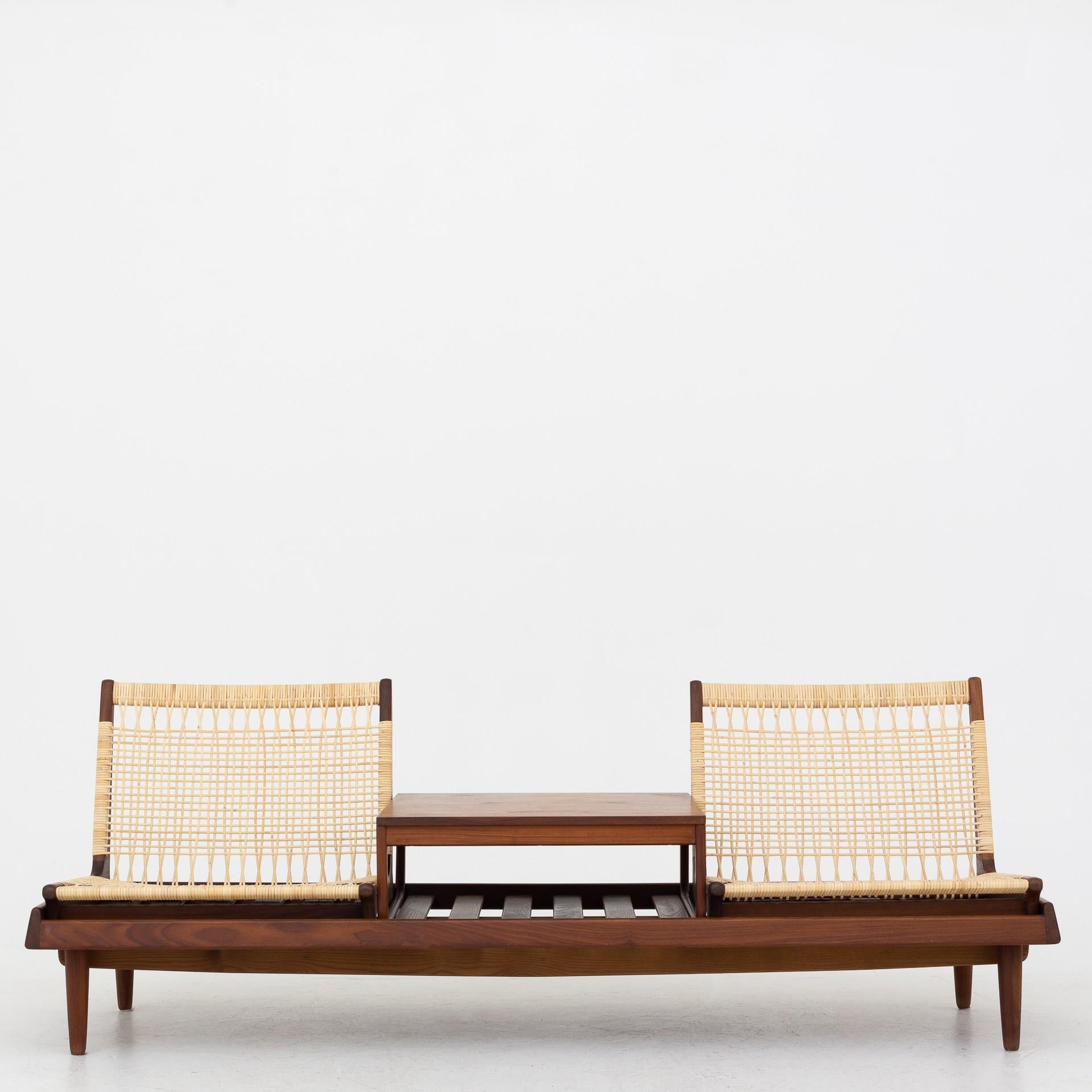 Modular Set in teak and new cane by Hans Olsen 4