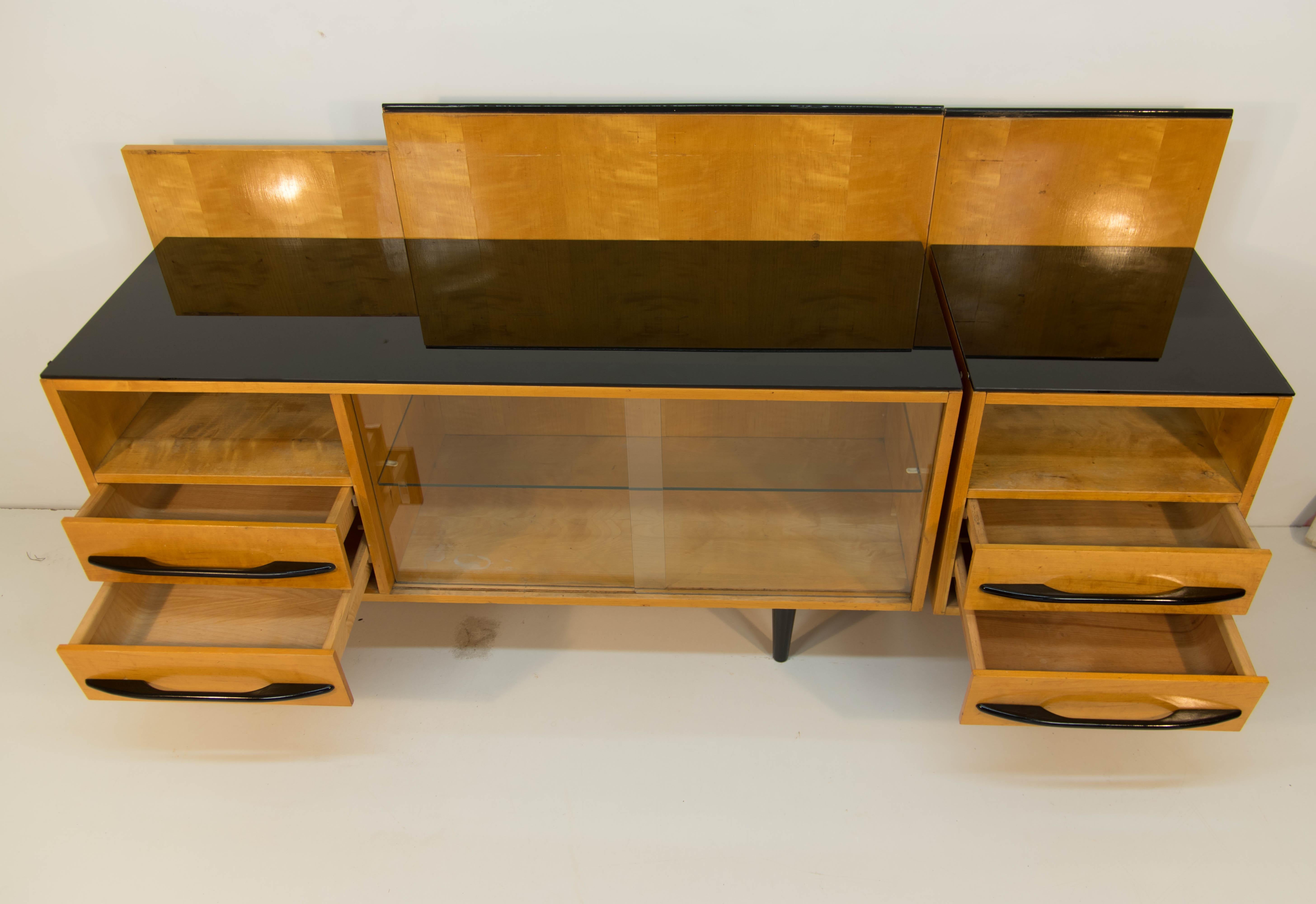 Mid-Century Modern Modular Set of Table, Nightstand and Chest of Drawers by M. Pozar, 1960s For Sale