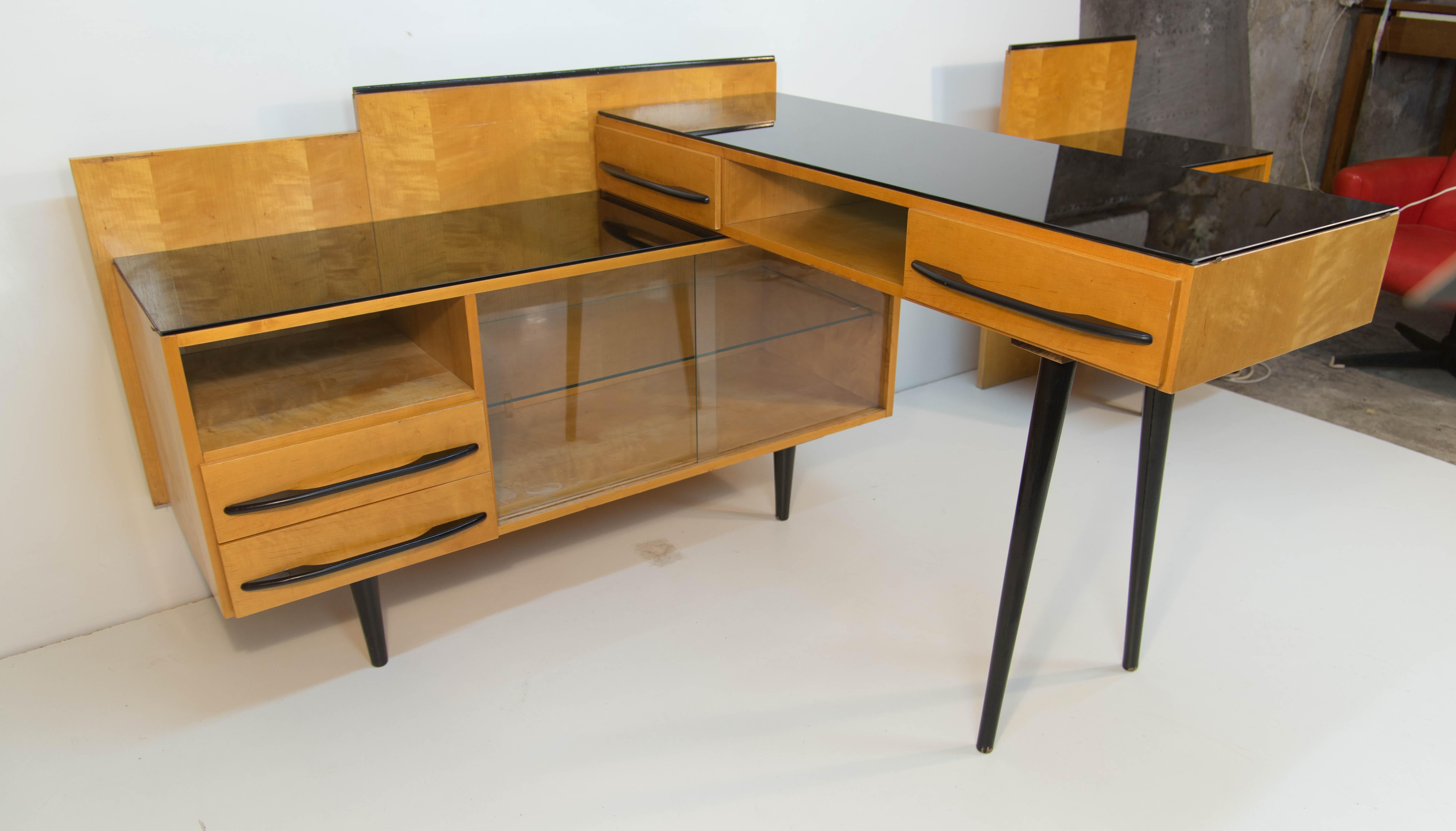 Modular Set of Table, Nightstand and Chest of Drawers by M. Pozar, 1960s In Good Condition For Sale In Praha, CZ