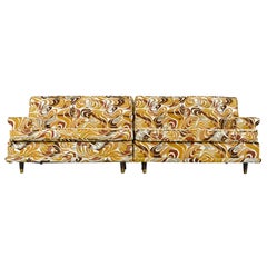 Modular Settee Sofa Set, Original Psychedelic Abstract Print Tribal Fabric