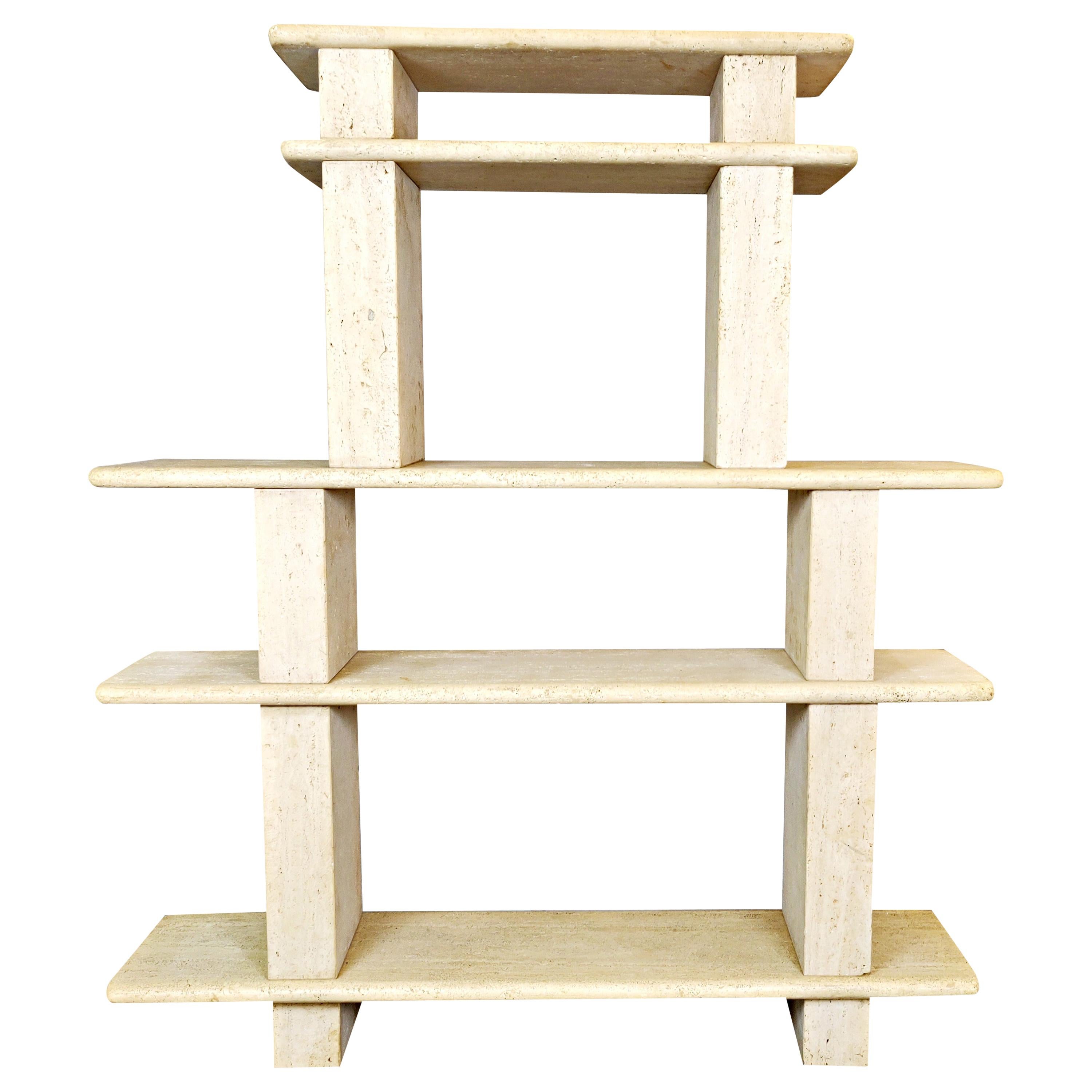 Modular Shelving in Travertine, 1970s For Sale