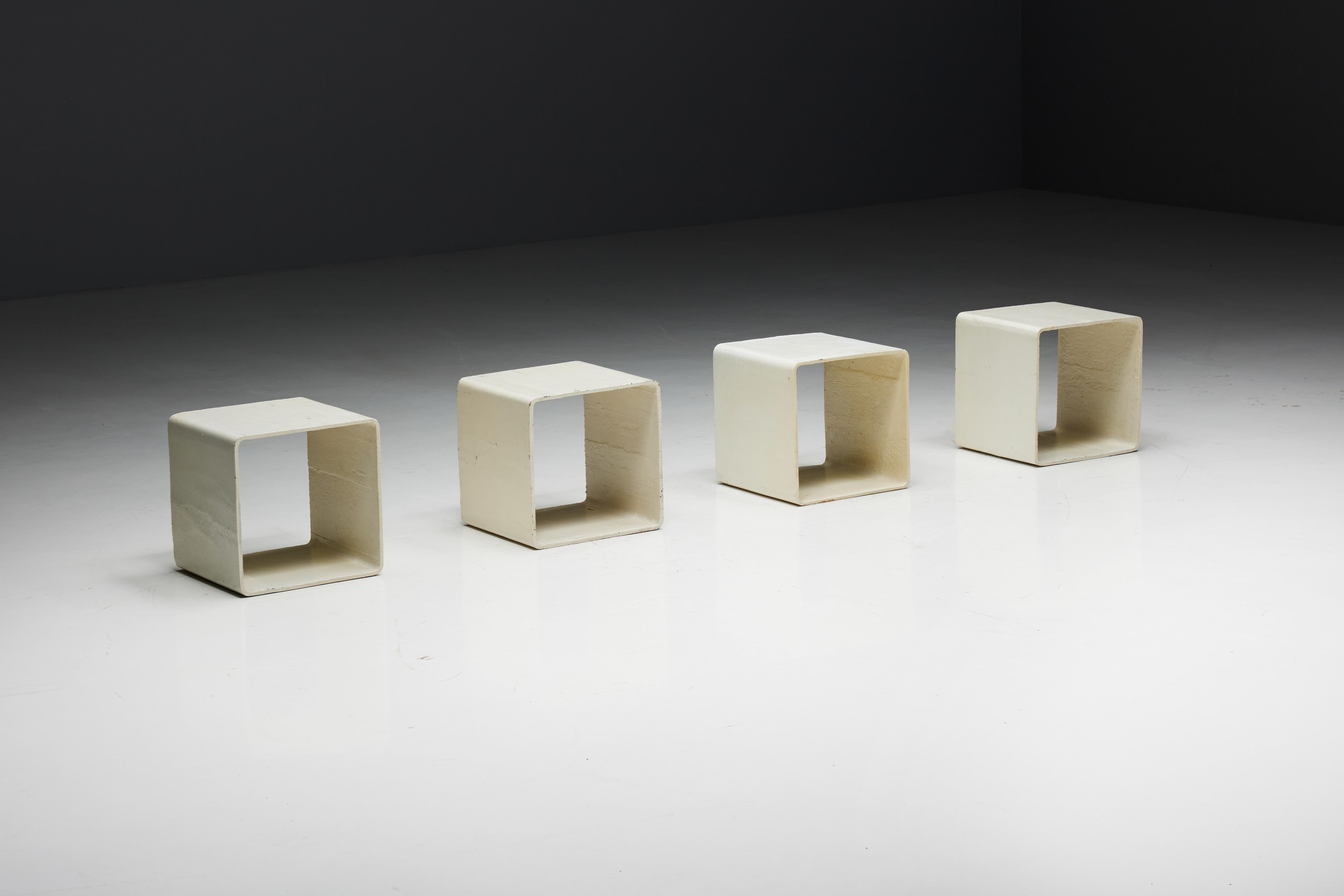 Swiss Modular Side Tables by Willy Guhl for Eternit AG, Switzerland, 1954 For Sale