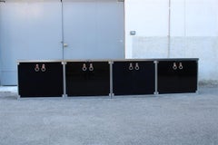 Buffet modulable Noir Silver France Hermes Guido Faleschini 1970 Cuir